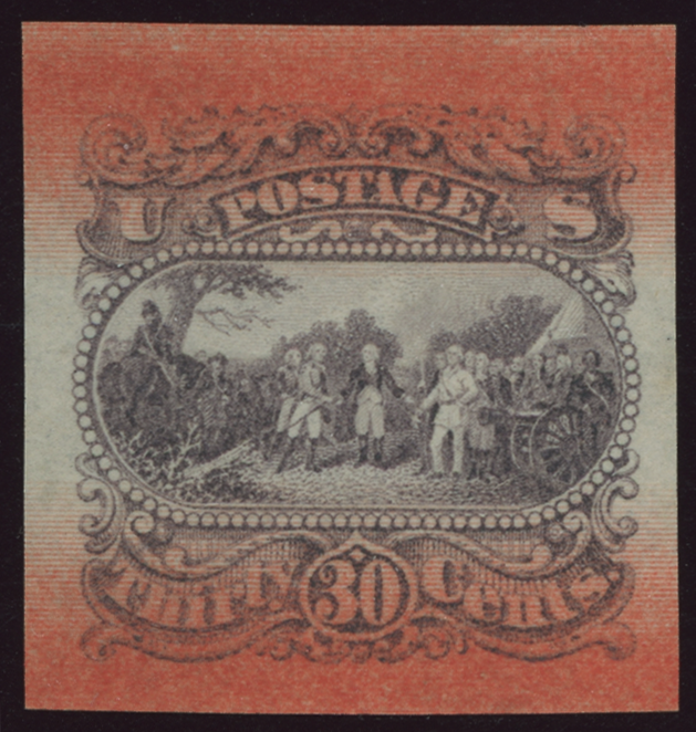 121-E1s 30¢ Surrender of Burgoyne with Red Overprinted Bands