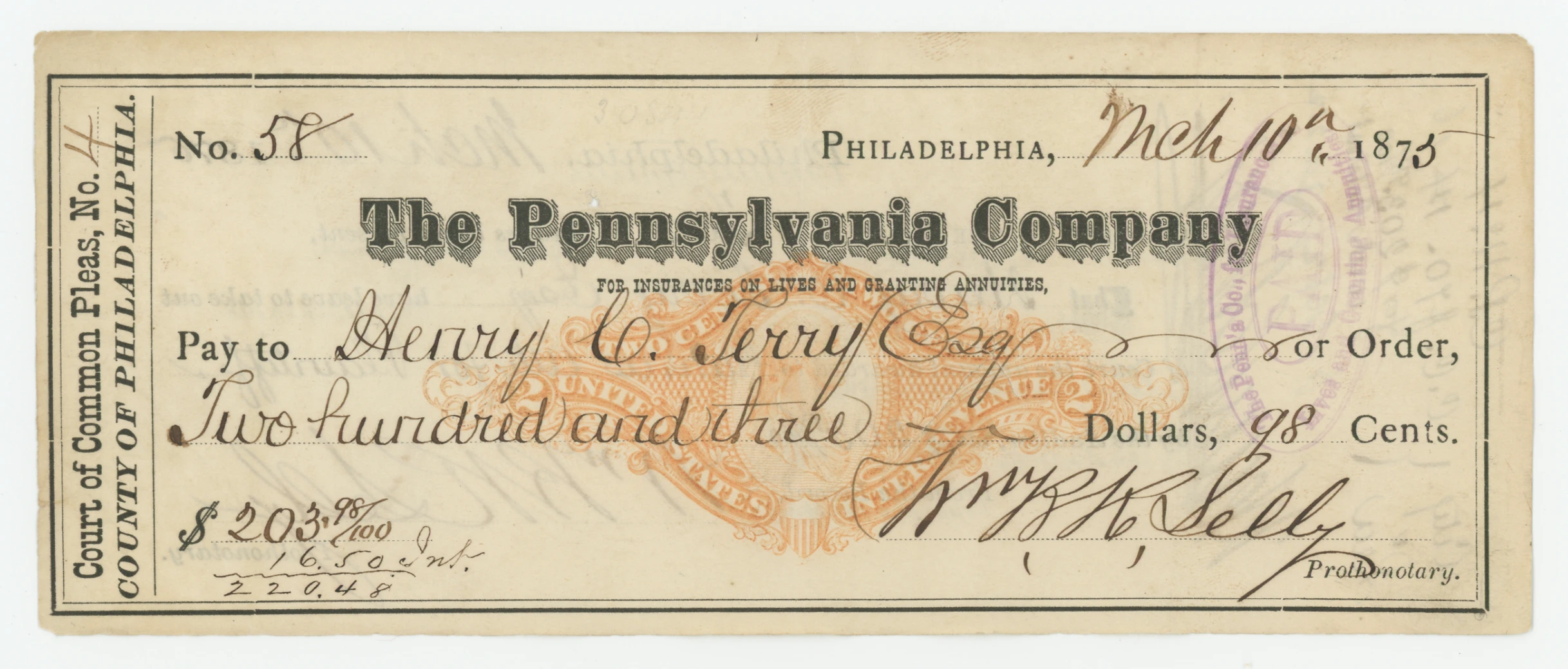 RN-J11 The Pennsylvania Company for Insurance on Living and Granting Annuities