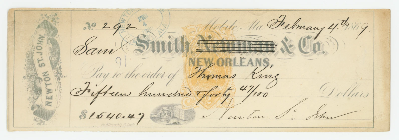 RN-B1 Smith, Newman & Co. New Orleans (Catalogued)