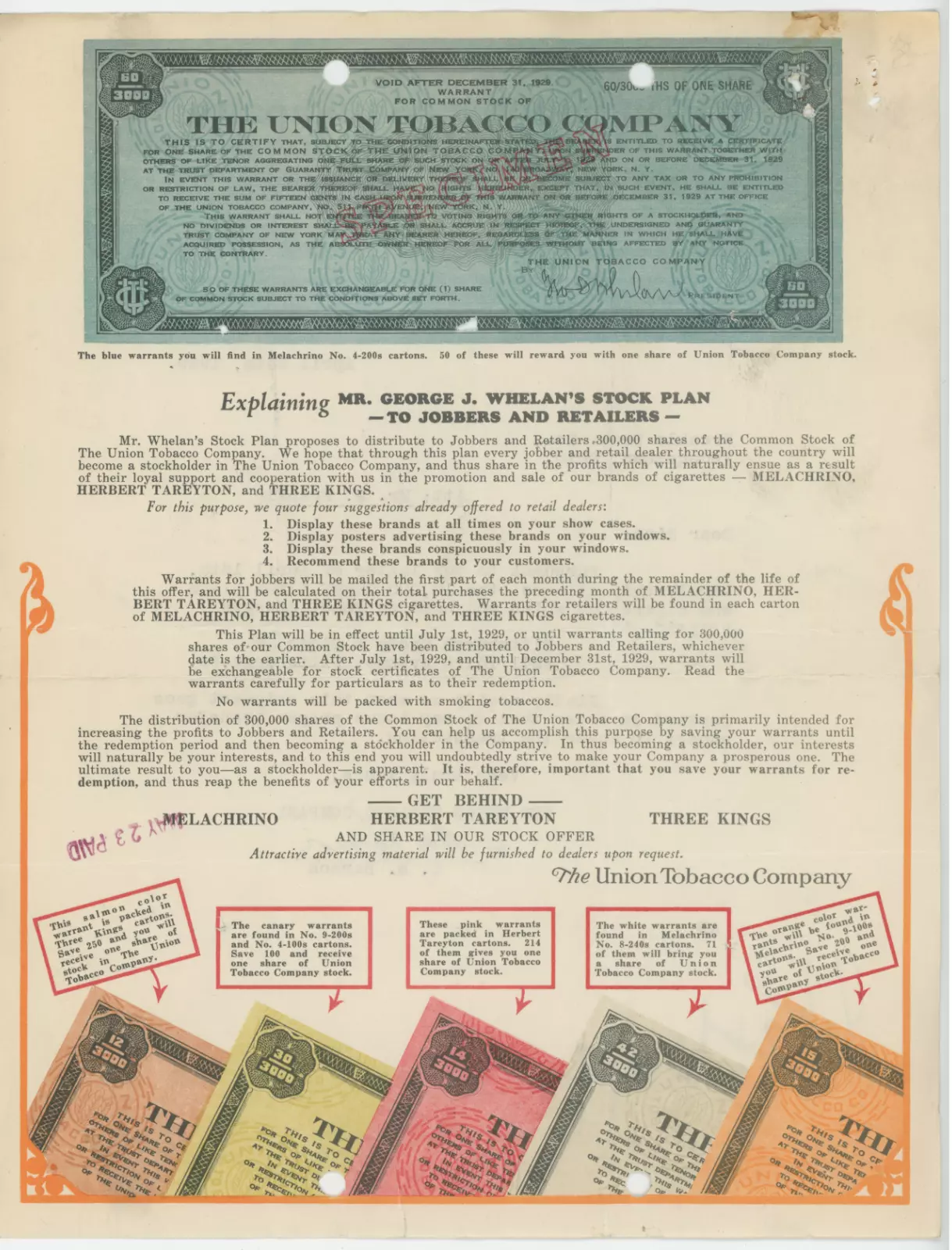 1929 Union Tobacco Company