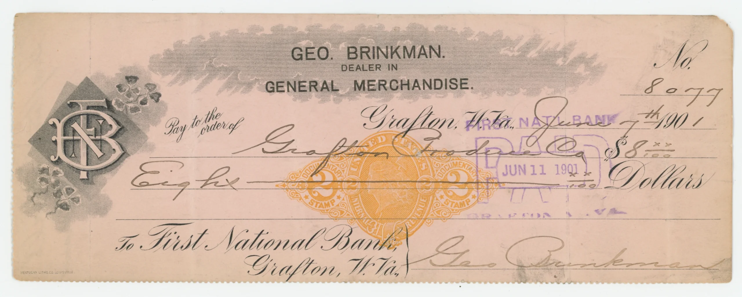 RN-X7 Geo. Brinkman, Dealer in General Merchandise