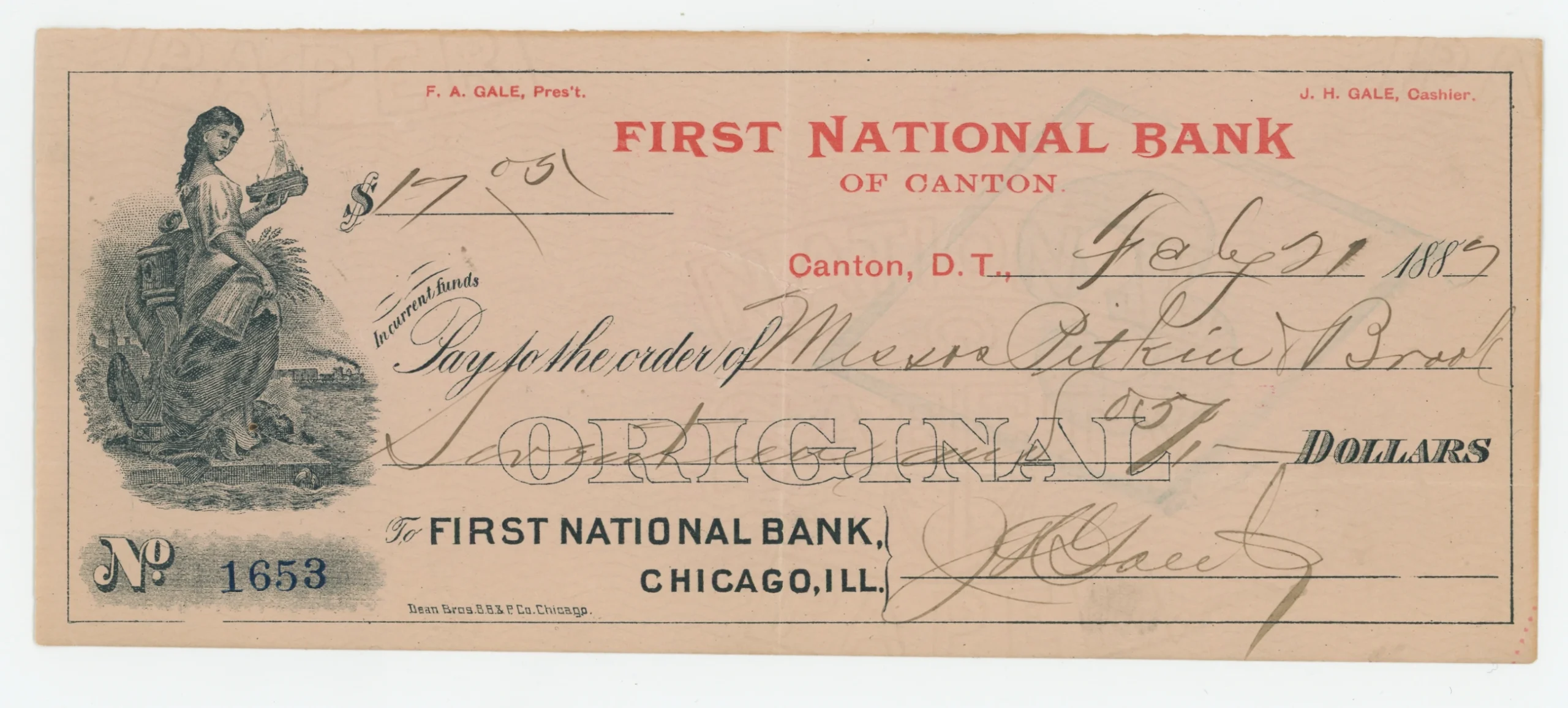 First National Bank of Canton, Dakota Territory