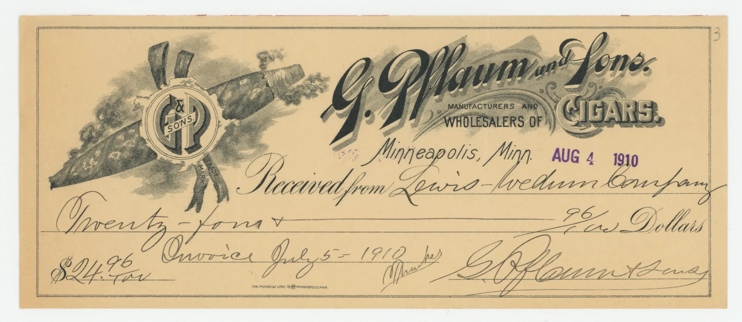 1910 G. Pflaum and Sons Cigars