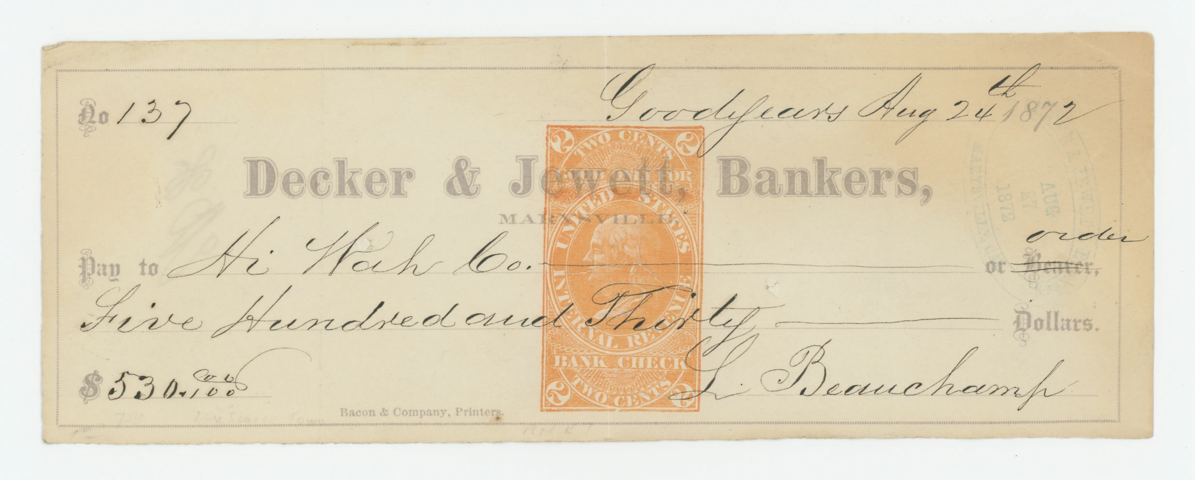 RN-E7 Decker & Jewett, Bankers, Marysville