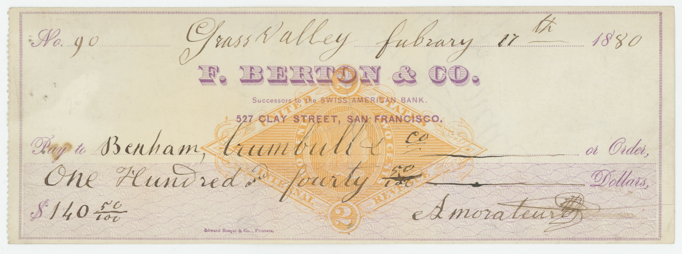 RN-G1 F. Berton & Co., Successors to the Swiss American Bank.