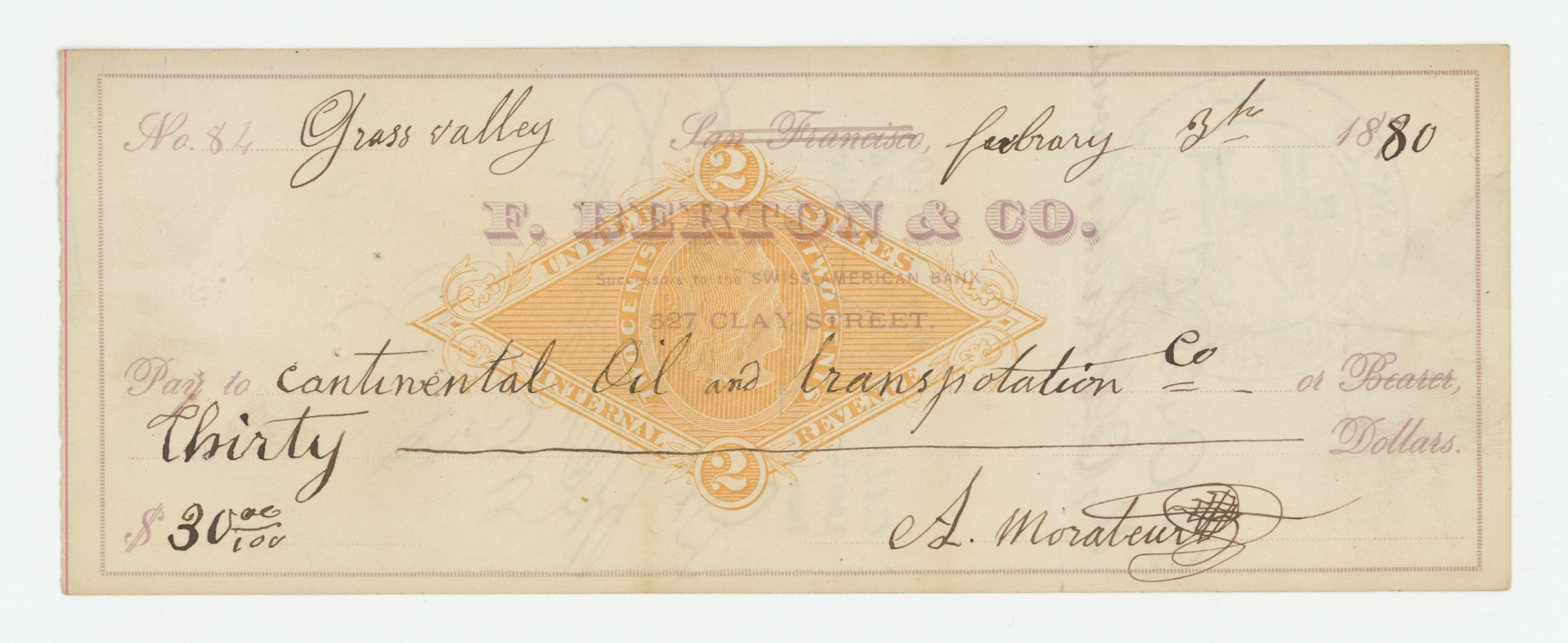 RN-G1 F. Berton & Co., Successors to the Swiss American Bank.