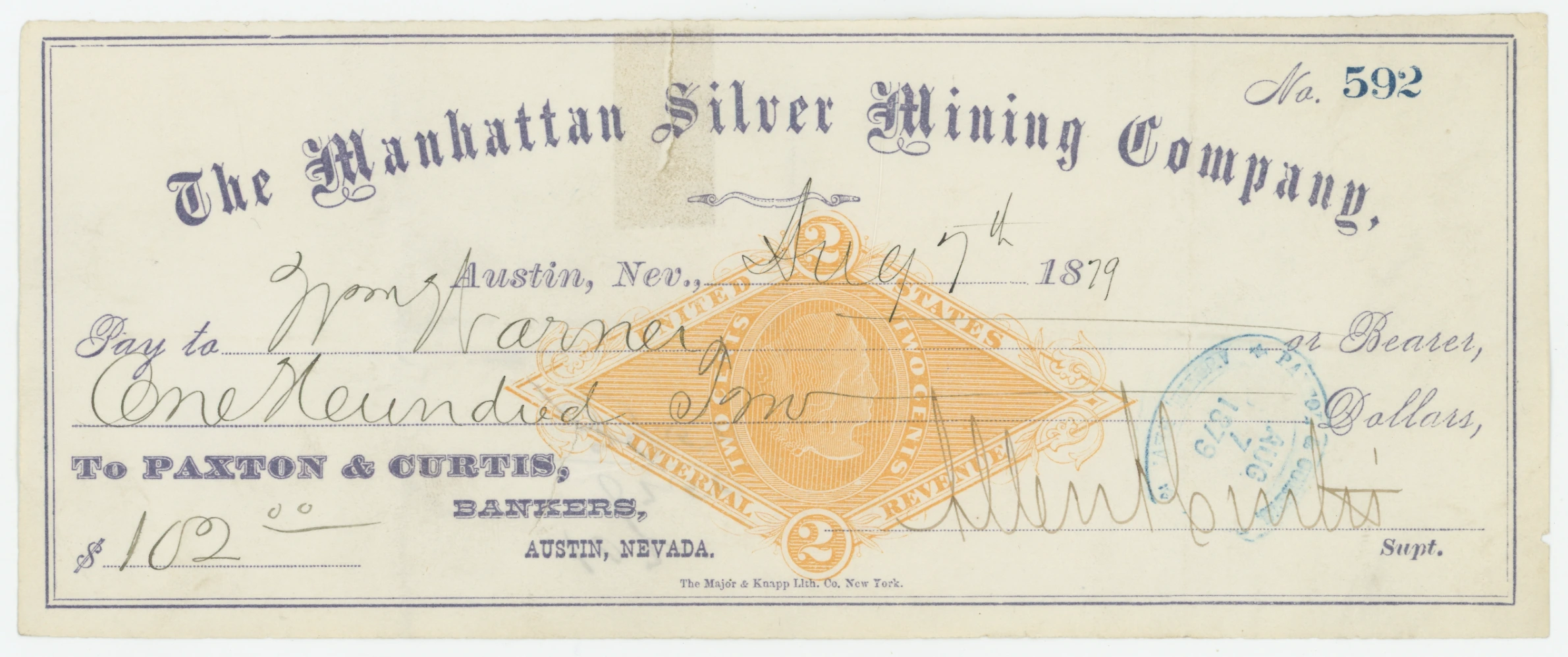 RN-G1 The Manhattan Silver Mining Co.