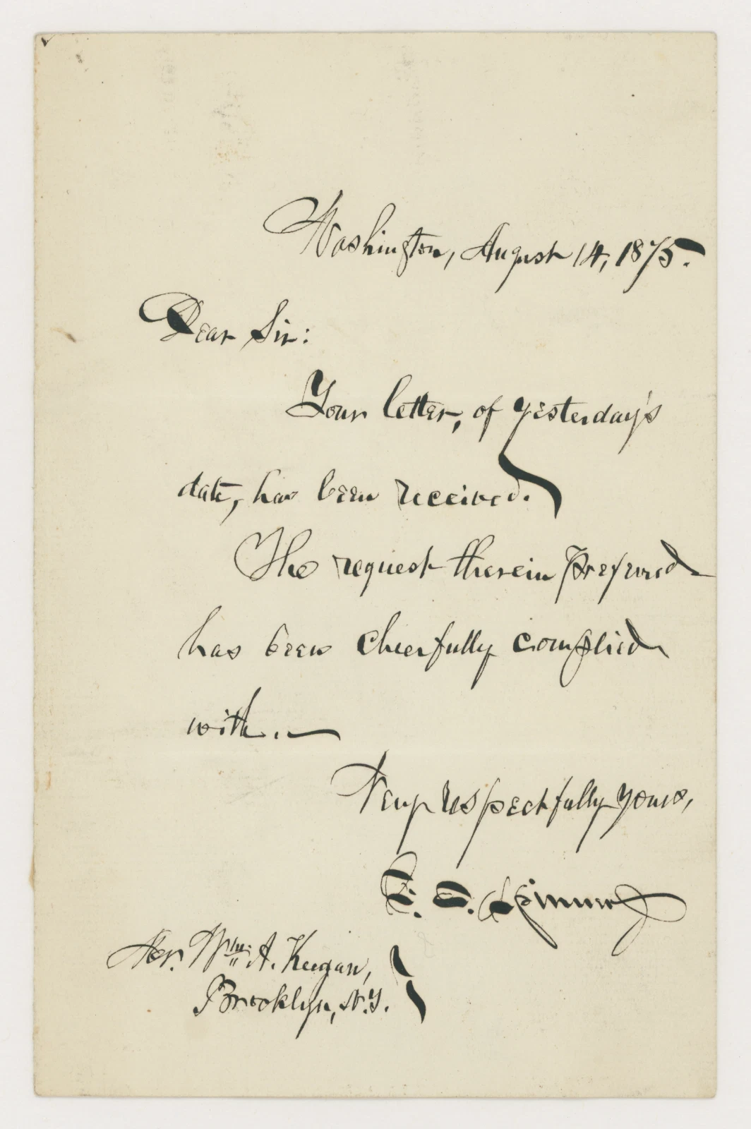 Francis E. Spinner Signed Letter