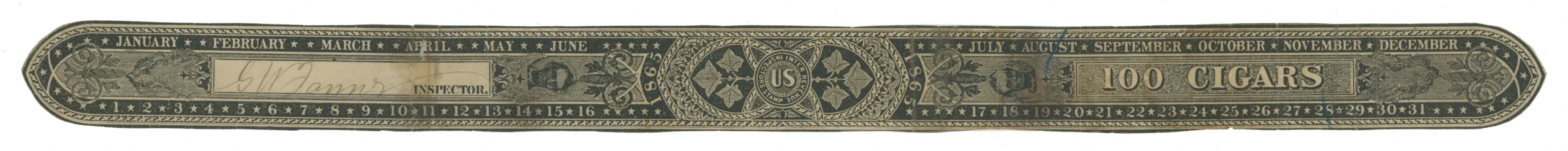 Springer TC26 Third Issue Cigar Stamp (Inspectors Stamp) 100 Cigars, Type I