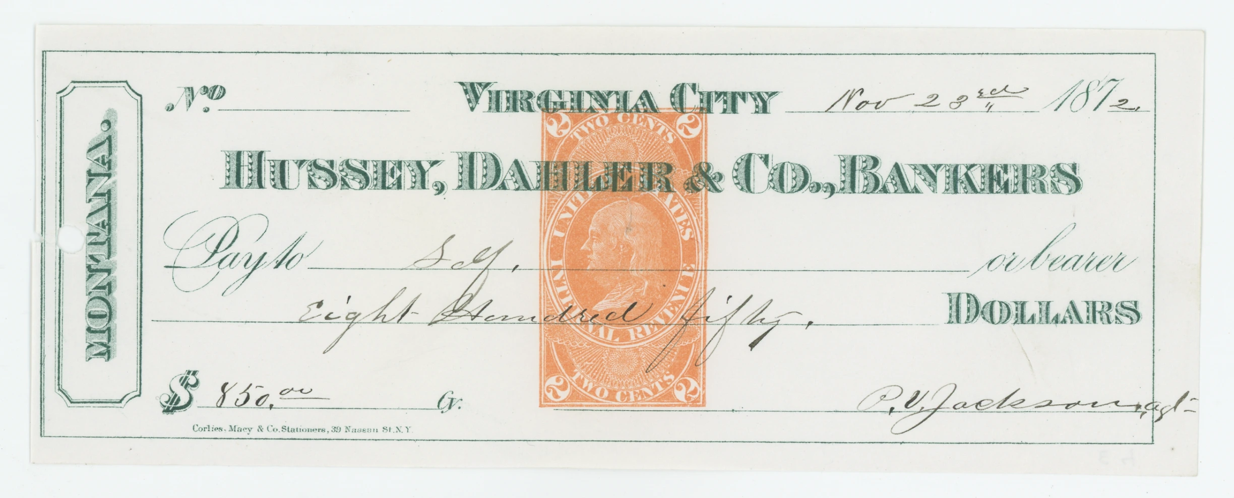 RN-E4 Hussey, Dahler & Co., Bankers