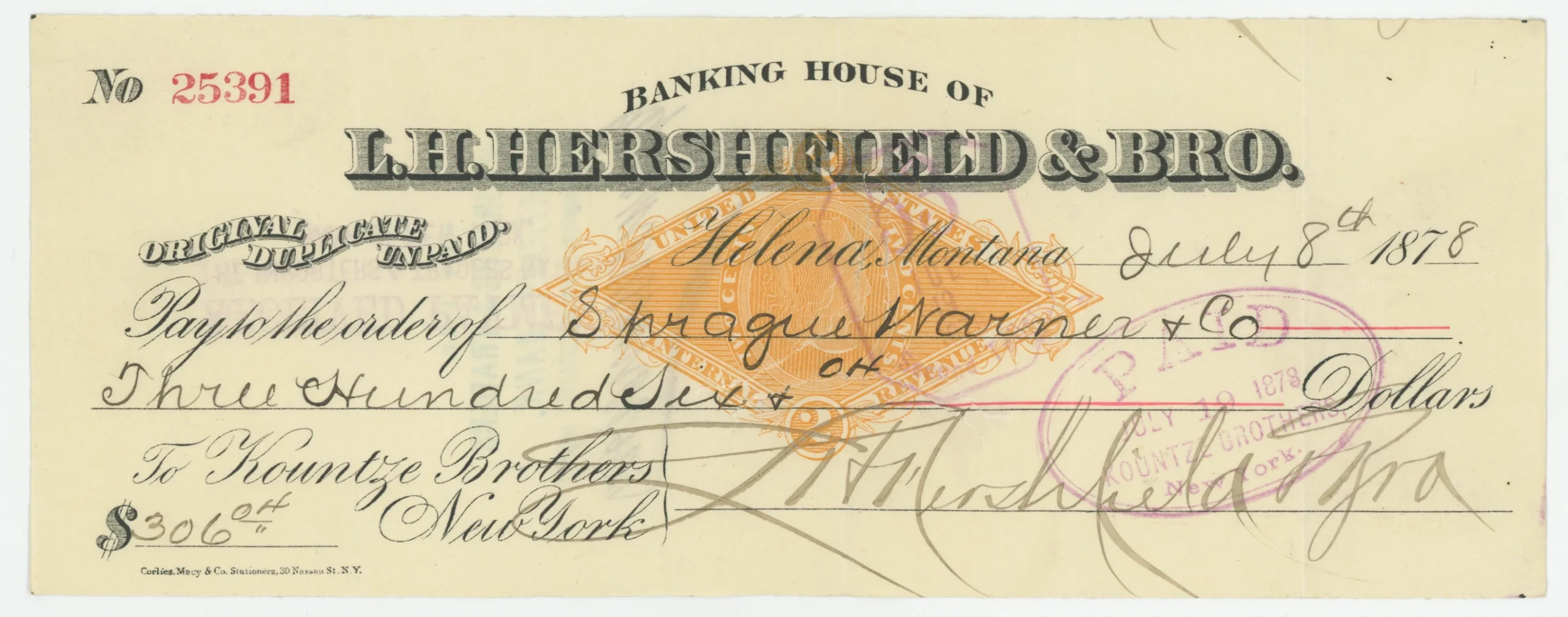 RN-G1 Banking House of L.H. Hershfield & Bro.