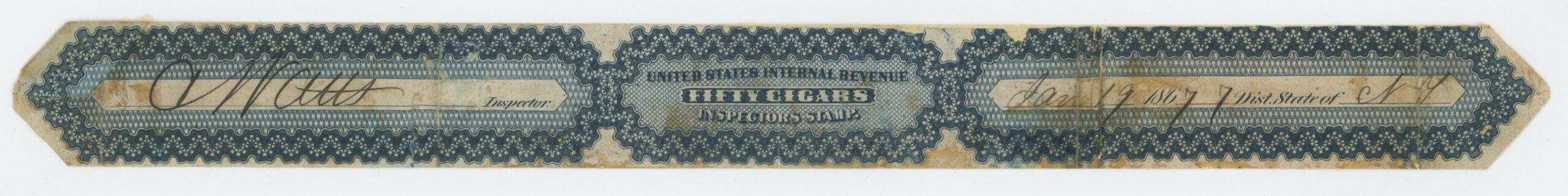 Springer TC47 Cigar Stamp (Inspectors Stamp) 50 Cigars