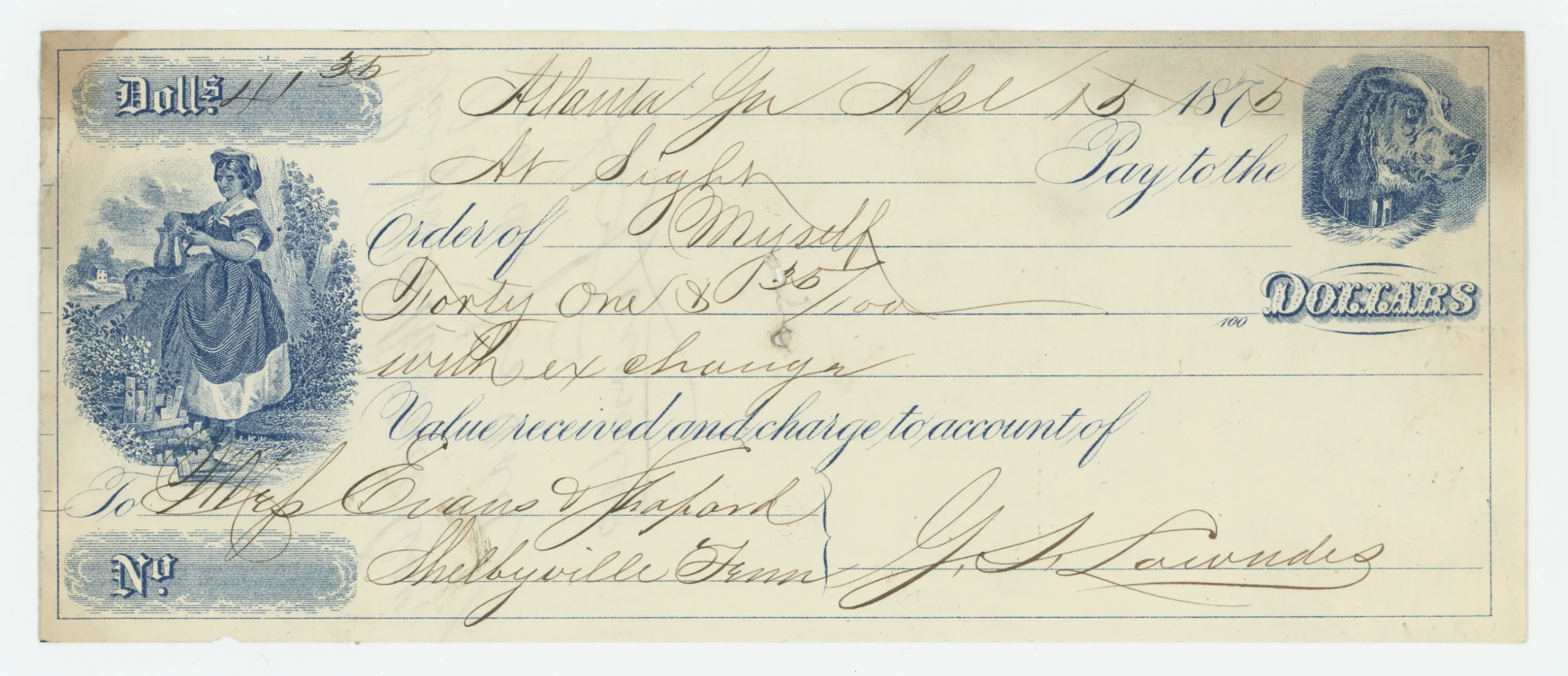 1875 Sight Draft with Two Vignettes