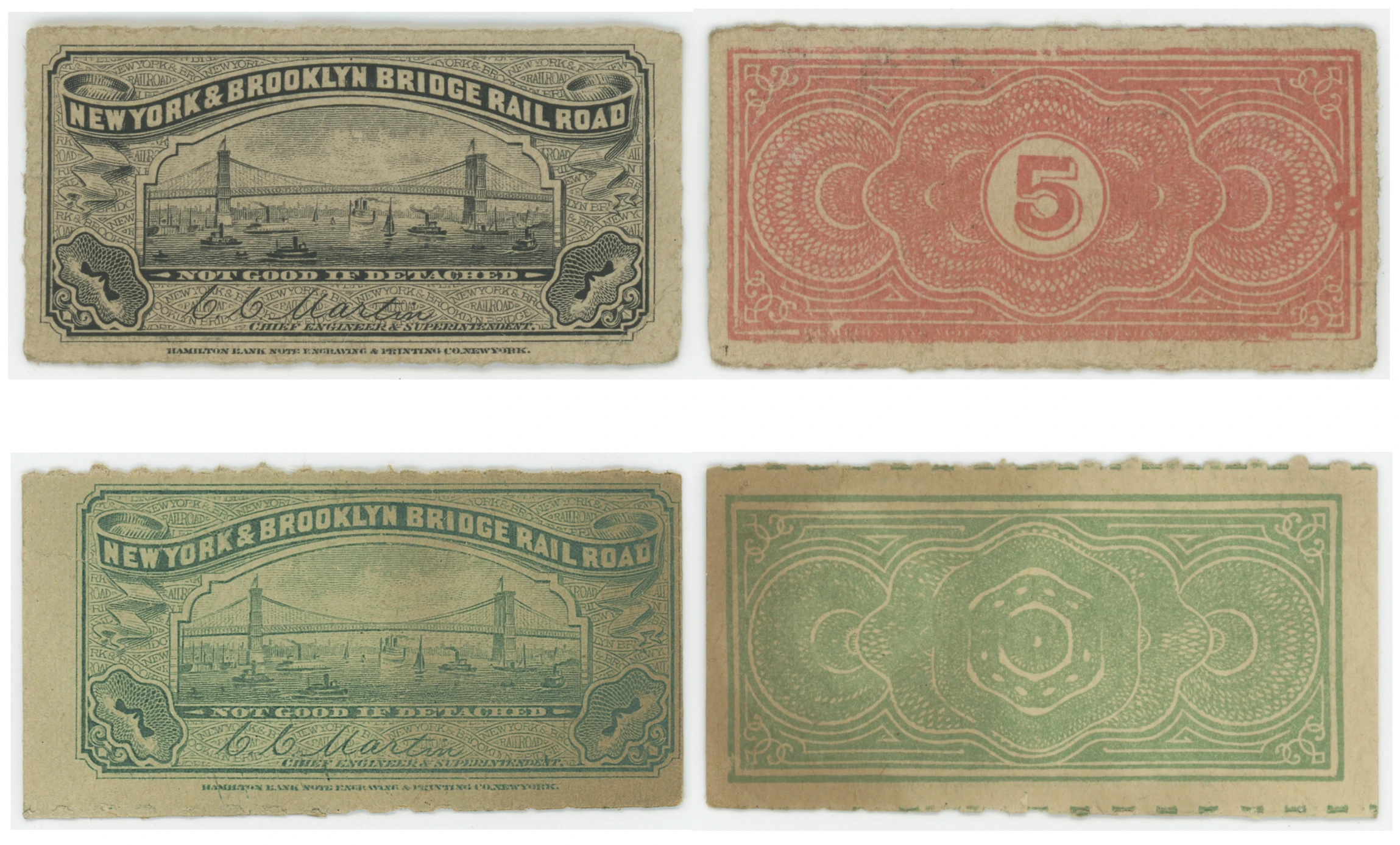 Brooklyn Bridge Railroad Tickets, Set of 2