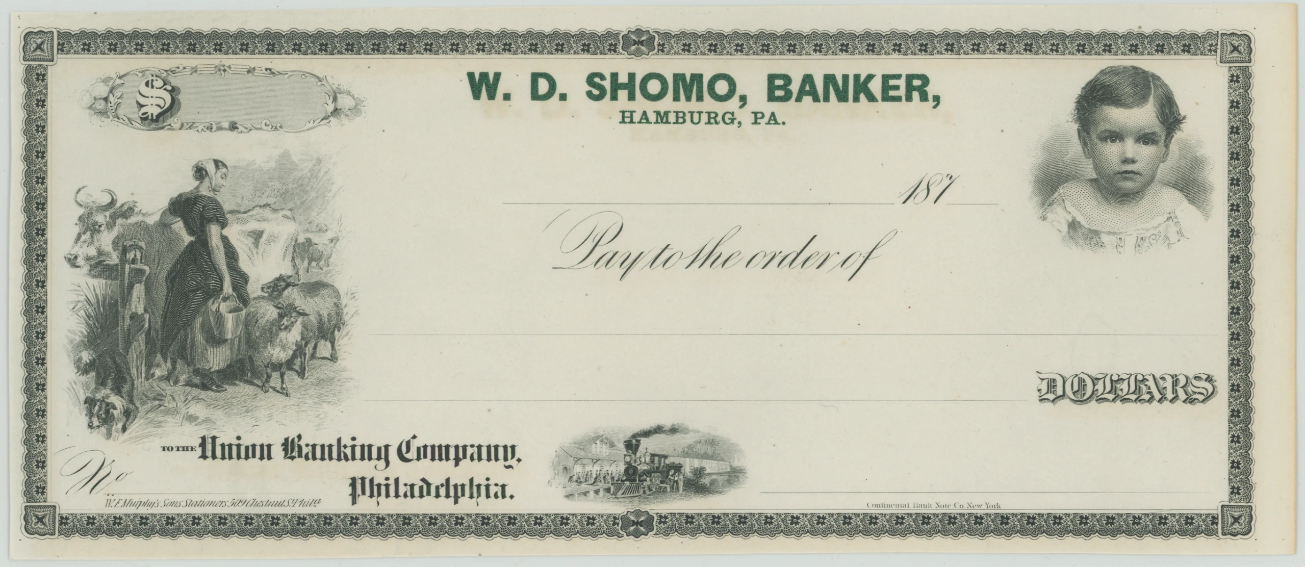 187_ Unused W.D. Shomo Banker, Continental BNCo