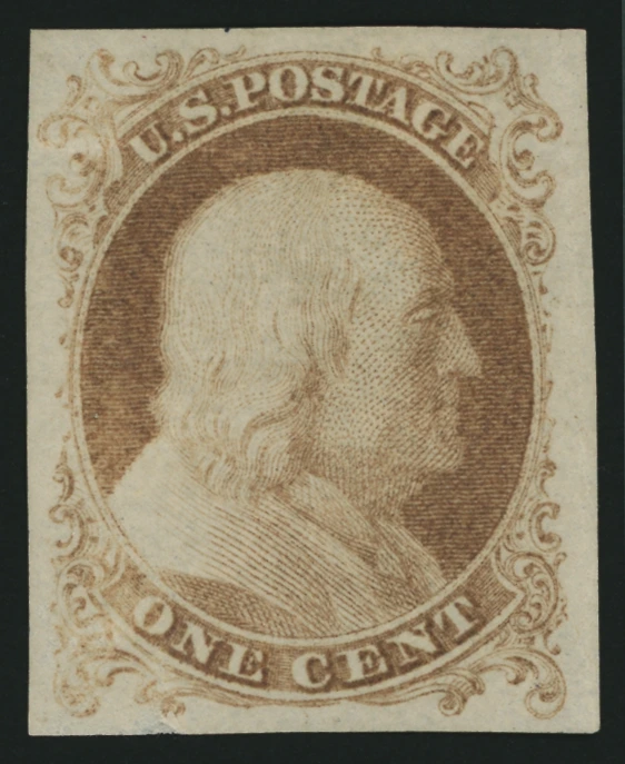 40TC5d 1¢ Franklin Trial Color Plate Proof, Orange-Brown