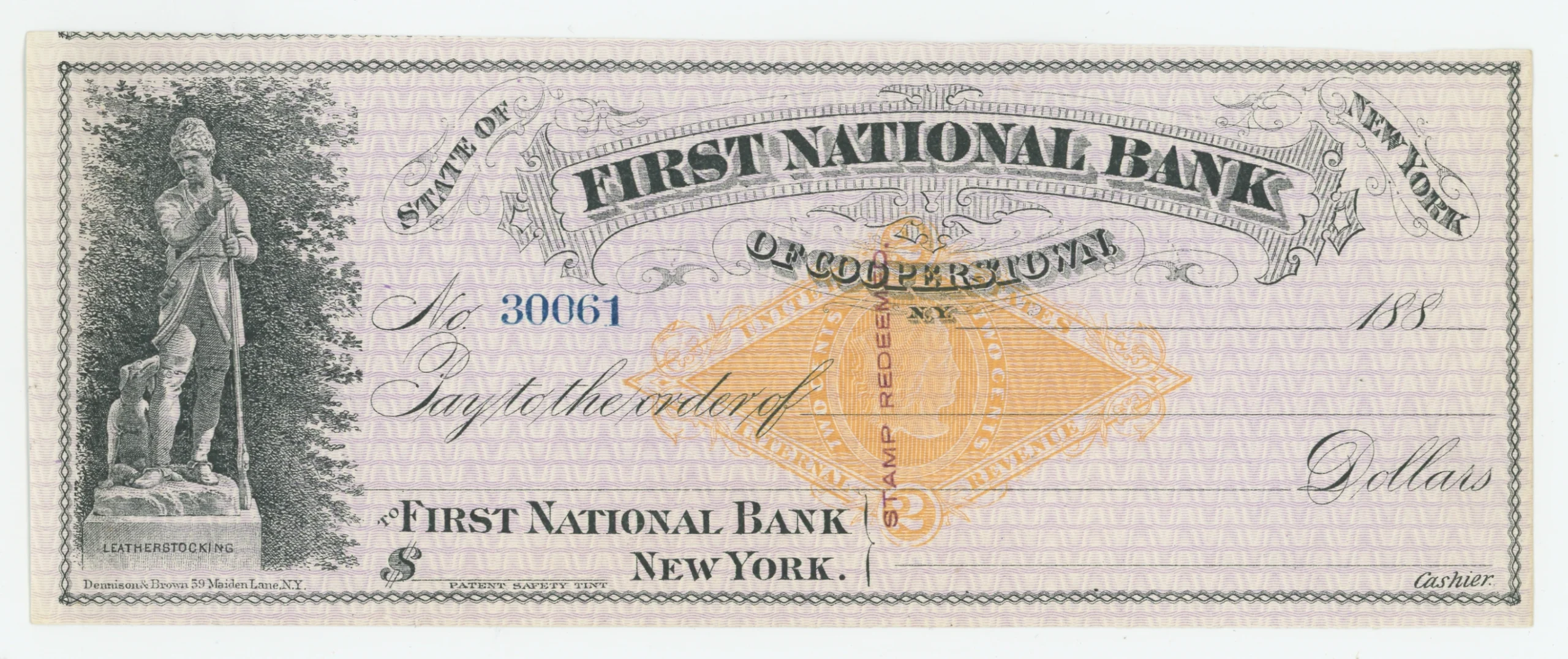 RN-G1 First National Bank of Cooperstown, Stamp Redeemed