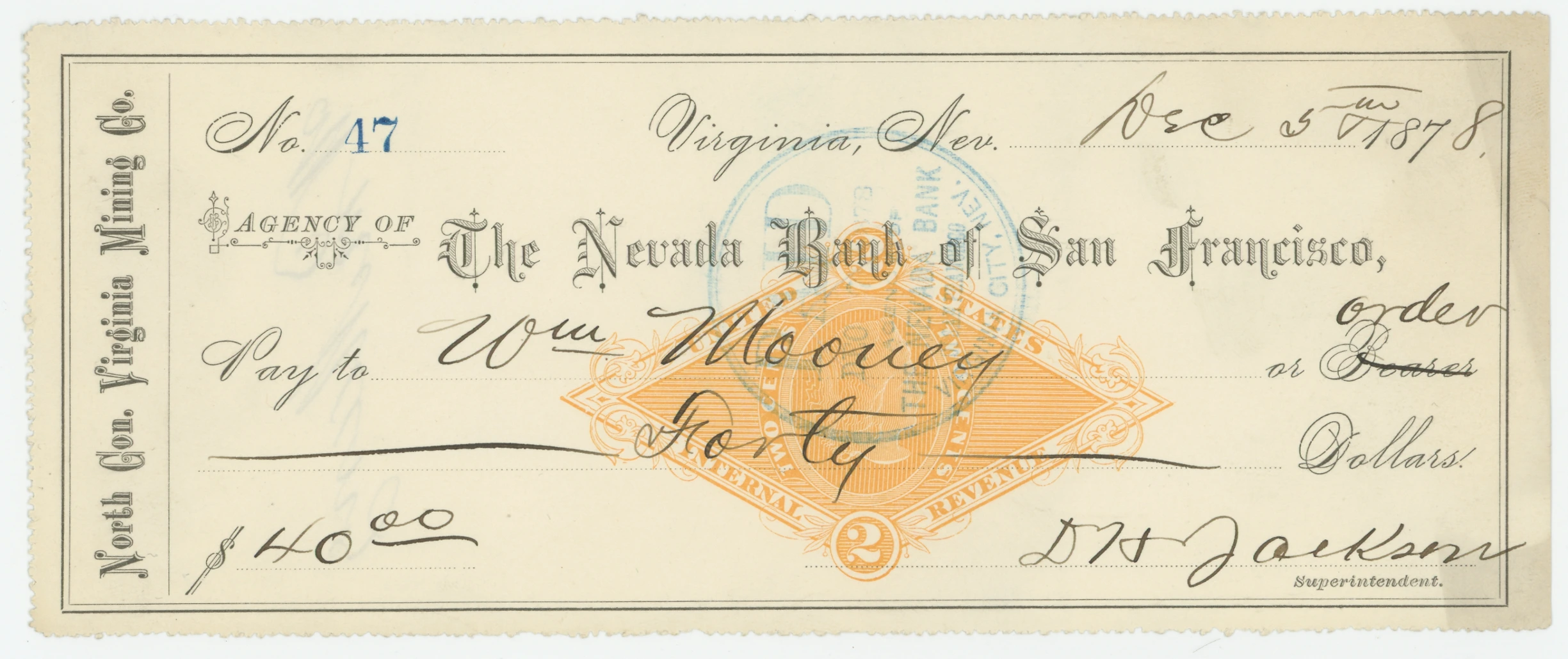 RN-G1 Agency of The Nevada Bank of San Francisco