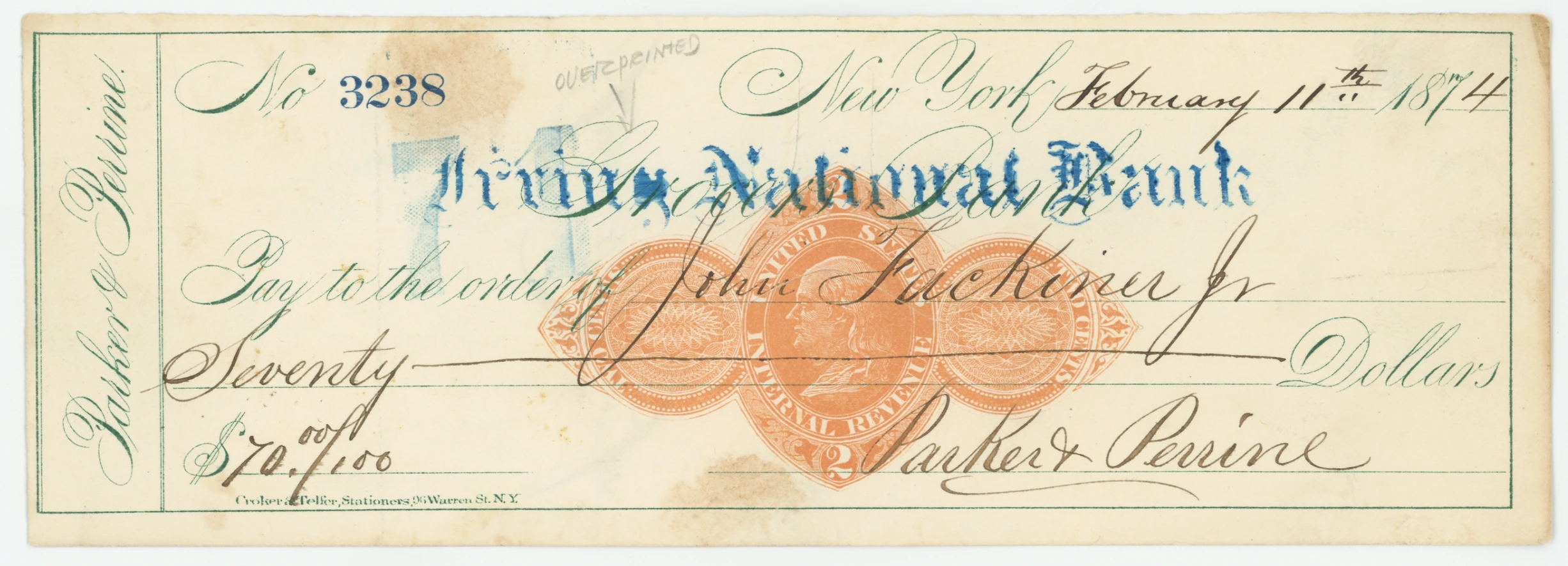RN-D1 Irving National Bank, succ. to Grocers & Producers Bank