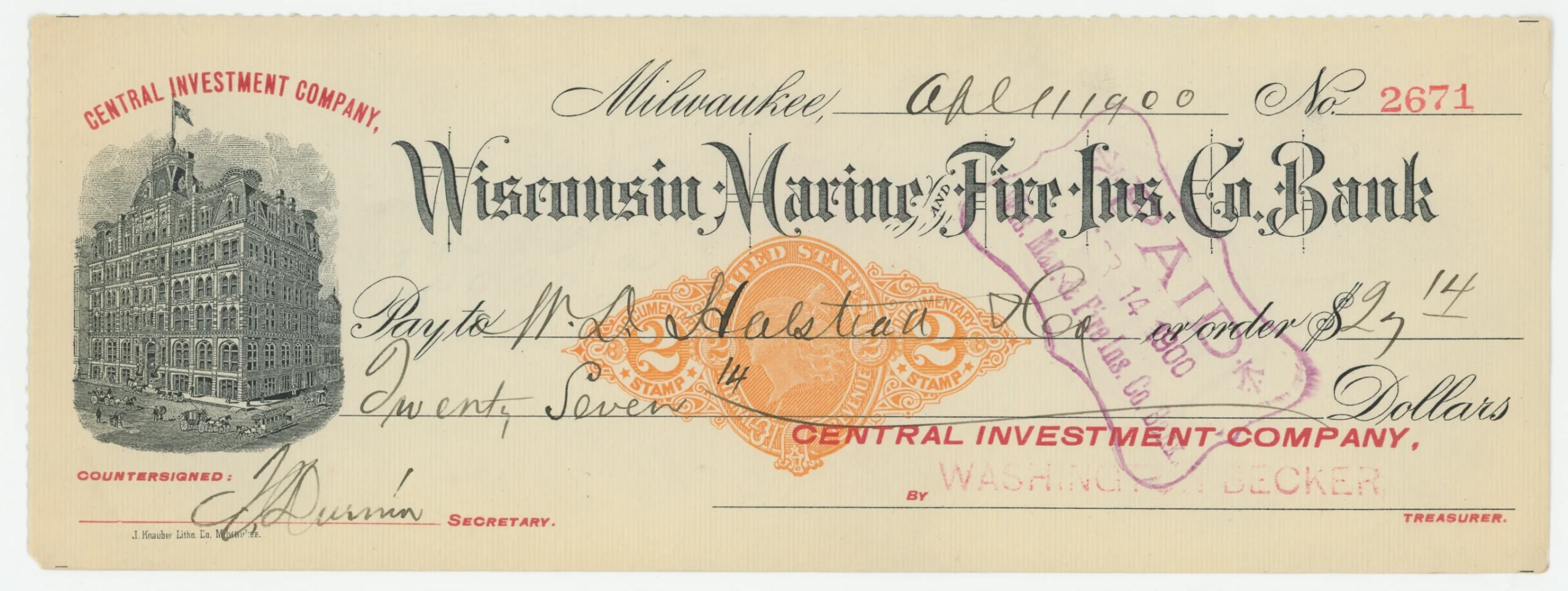 RN-X7 Wisconsin Marine and Fire Insurance Co. Bank