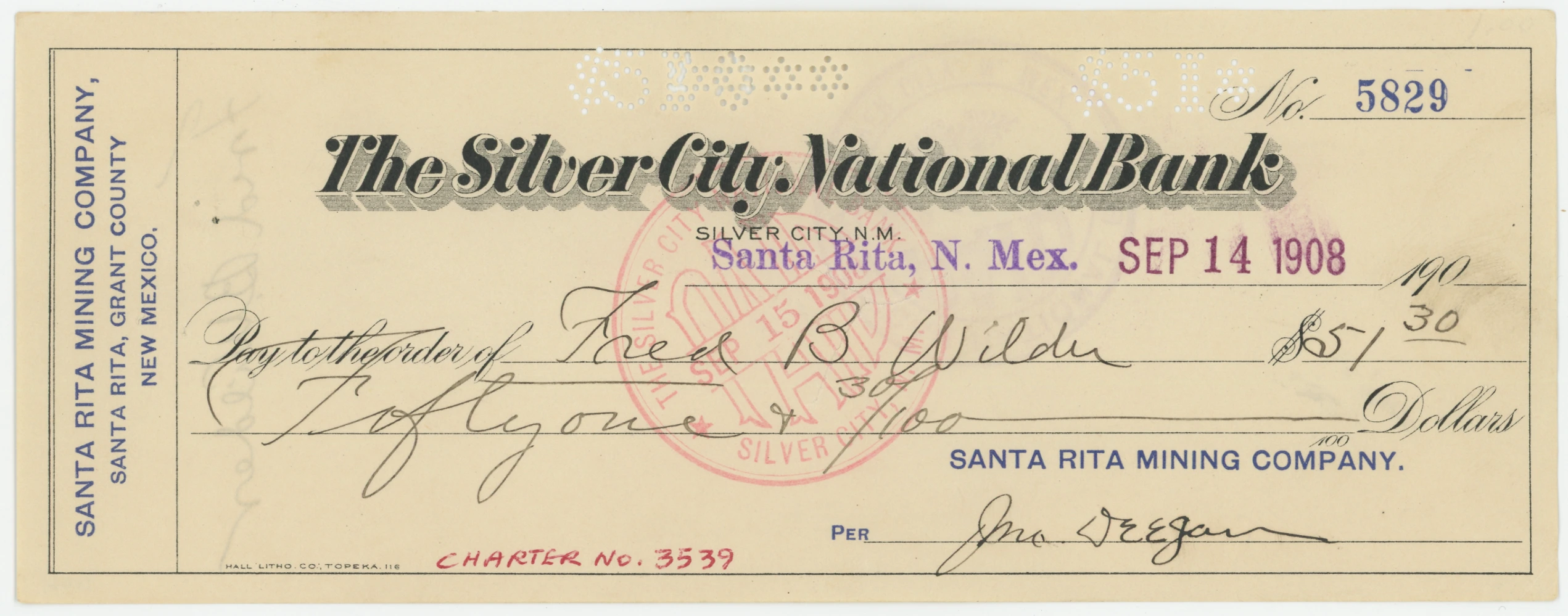 The Silver City National Bank, Santa Rita Mining Company