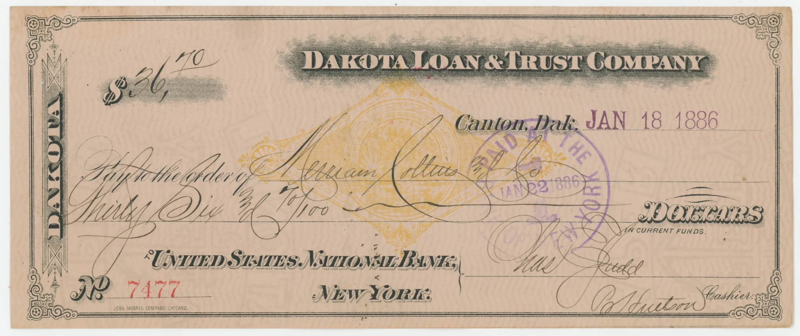 FAC-G on Dakota Loan & Trust Company, Facsimile Imprint
