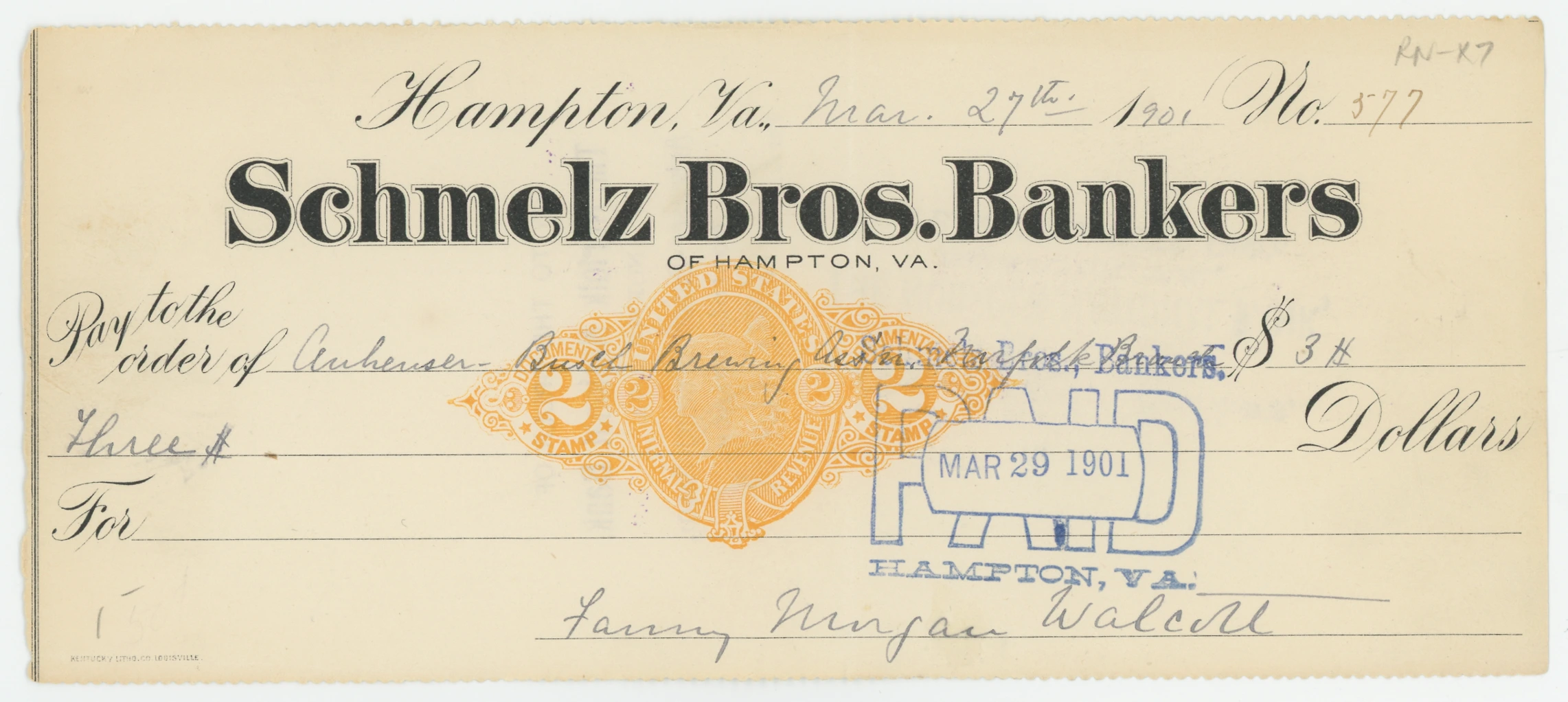 RN-X7 Schmelz Bros. Bankers of Hampton VA
