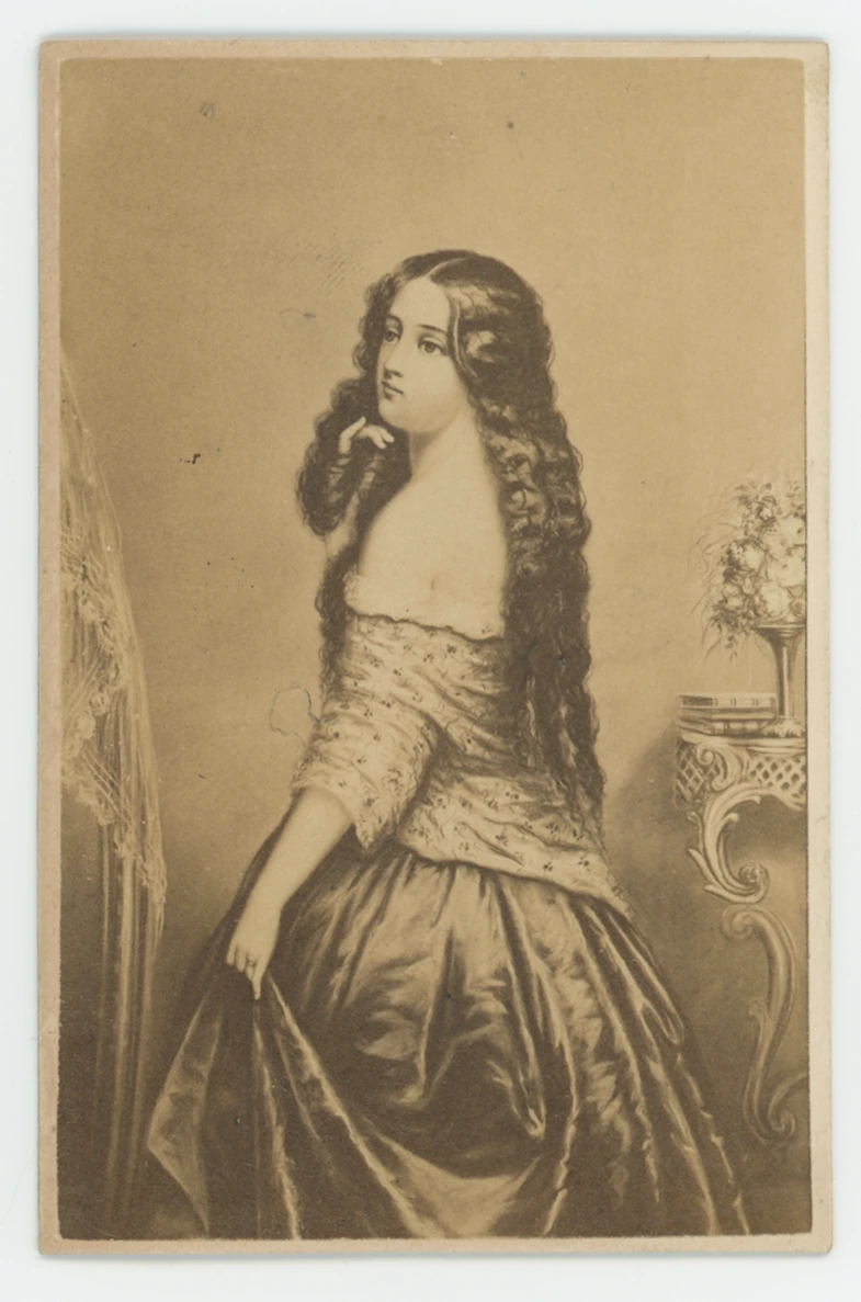 CDV of Painting of Woman with Long Flowing Hair