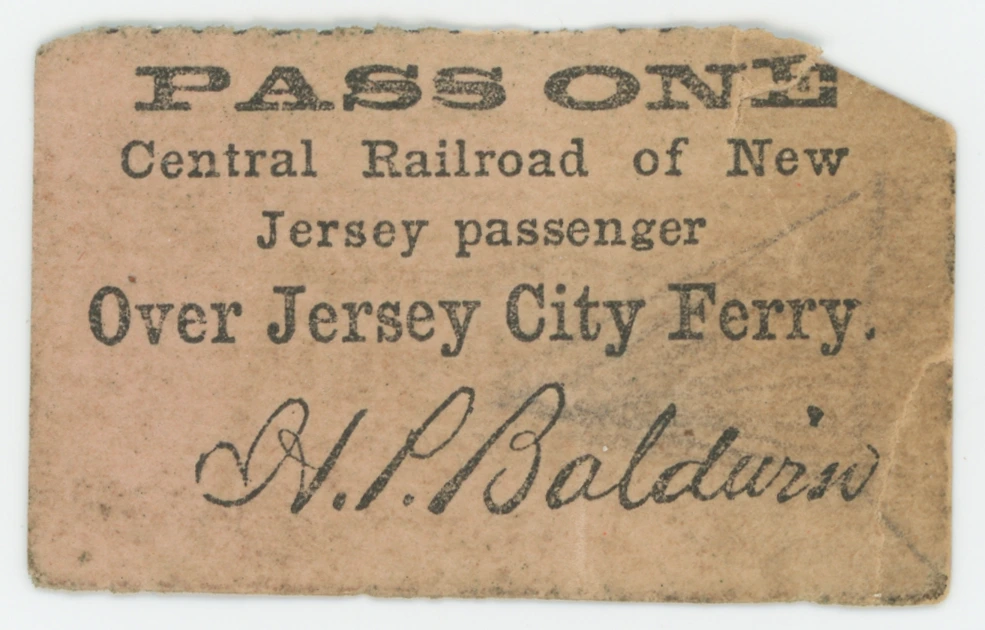 Passage Ticket: Central Railroad of New Jersey Over Jersey City Ferry