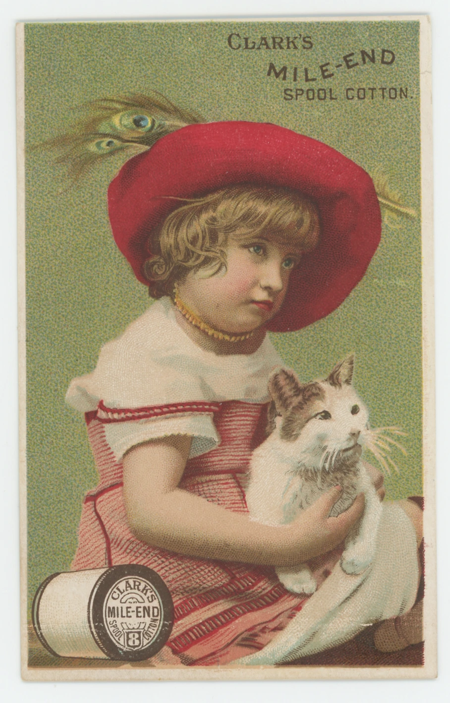 Clark's Mile End Spool Cotton, Young Girl with Cat