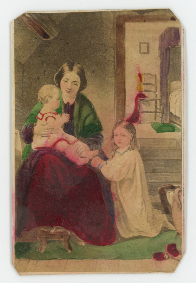 CDV: Hand-Painted, Mother and Children