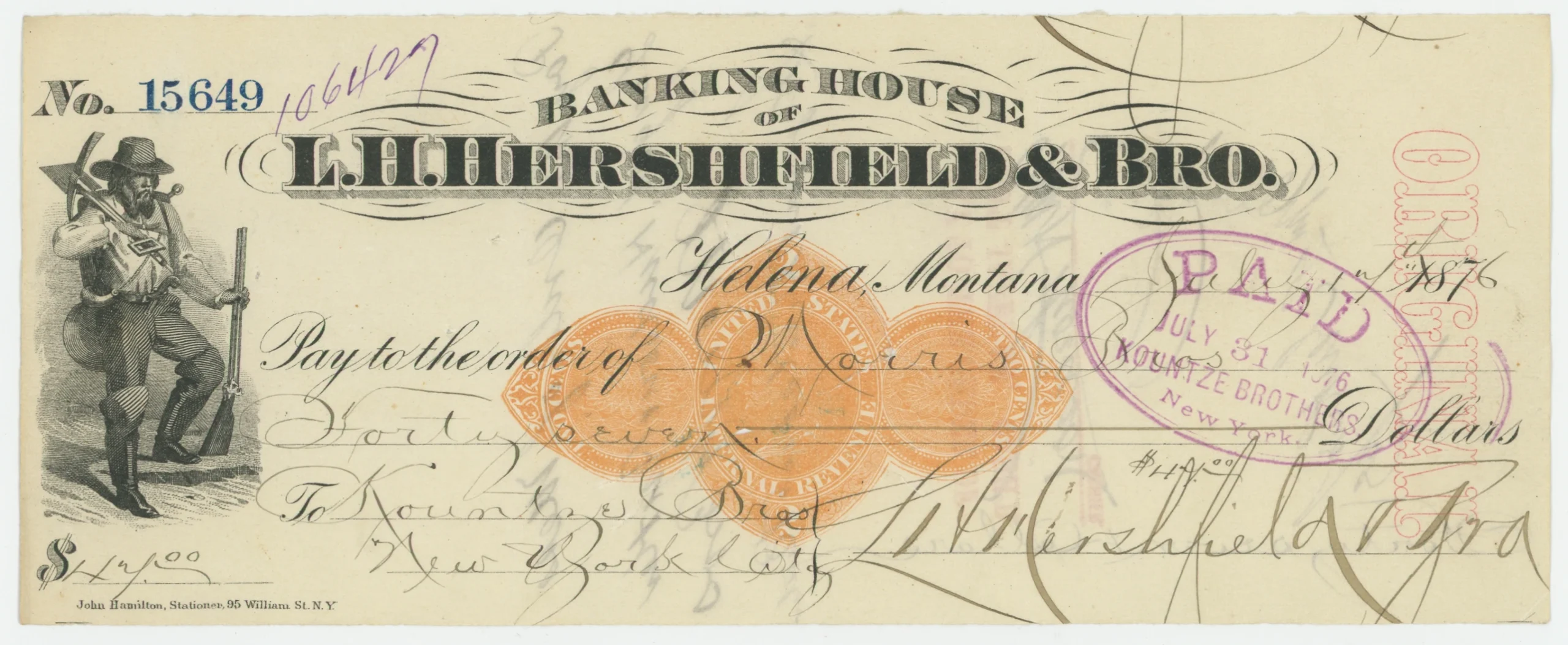 RN-D1 Banking House of L.H. Hershfield & Bro.
