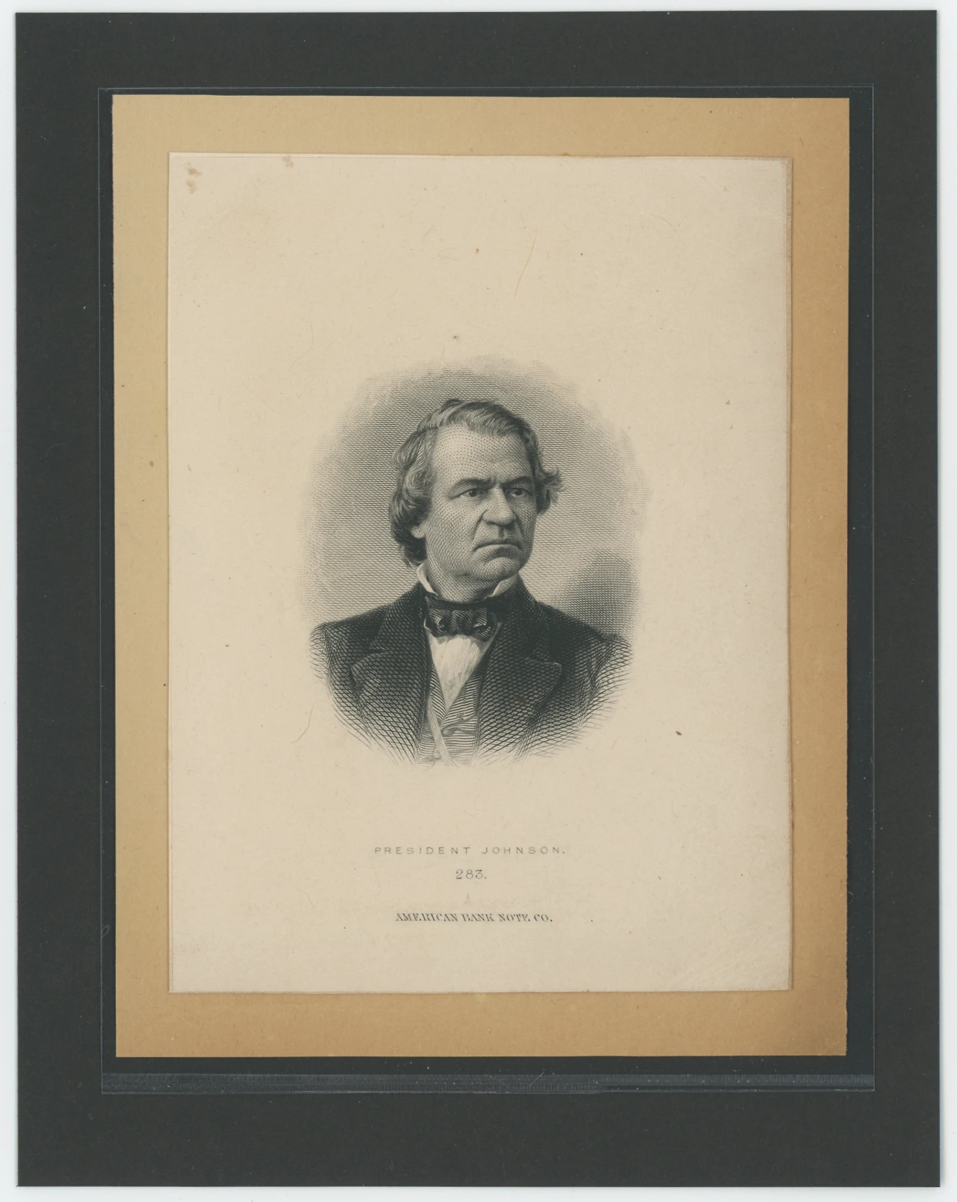 American Bank Note Company Vignette Die Proof, Andrew Johnson