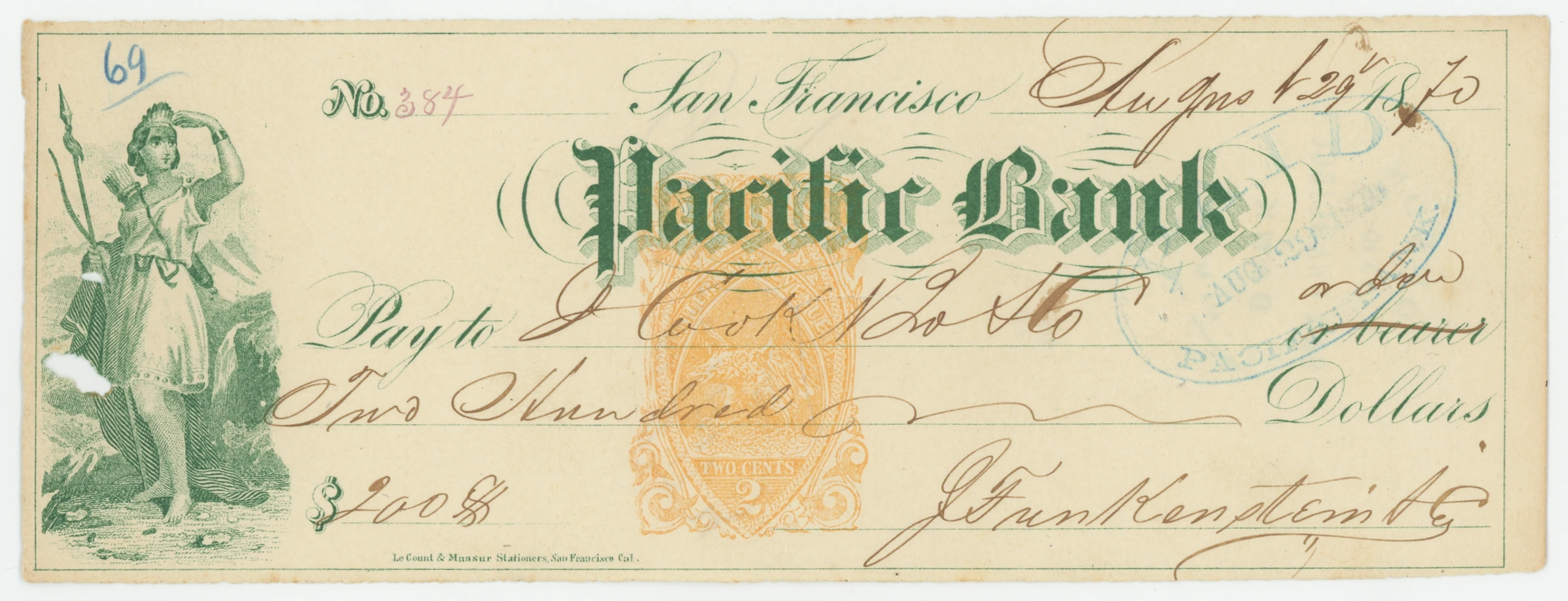RN-B1 Pacific Bank, J. Funkenstein & Co.