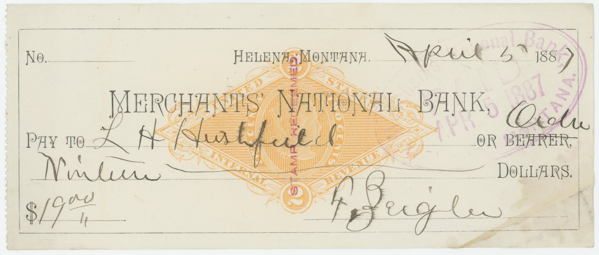 RN-G1 Merchants National Bank, Stamp Redeemed