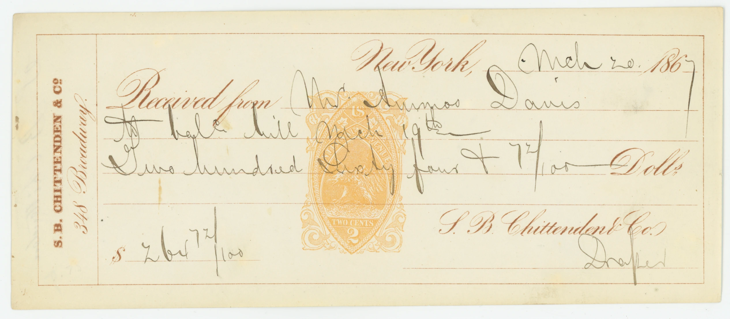 RN-B1 S.B. Chittenden & Co. Receipt