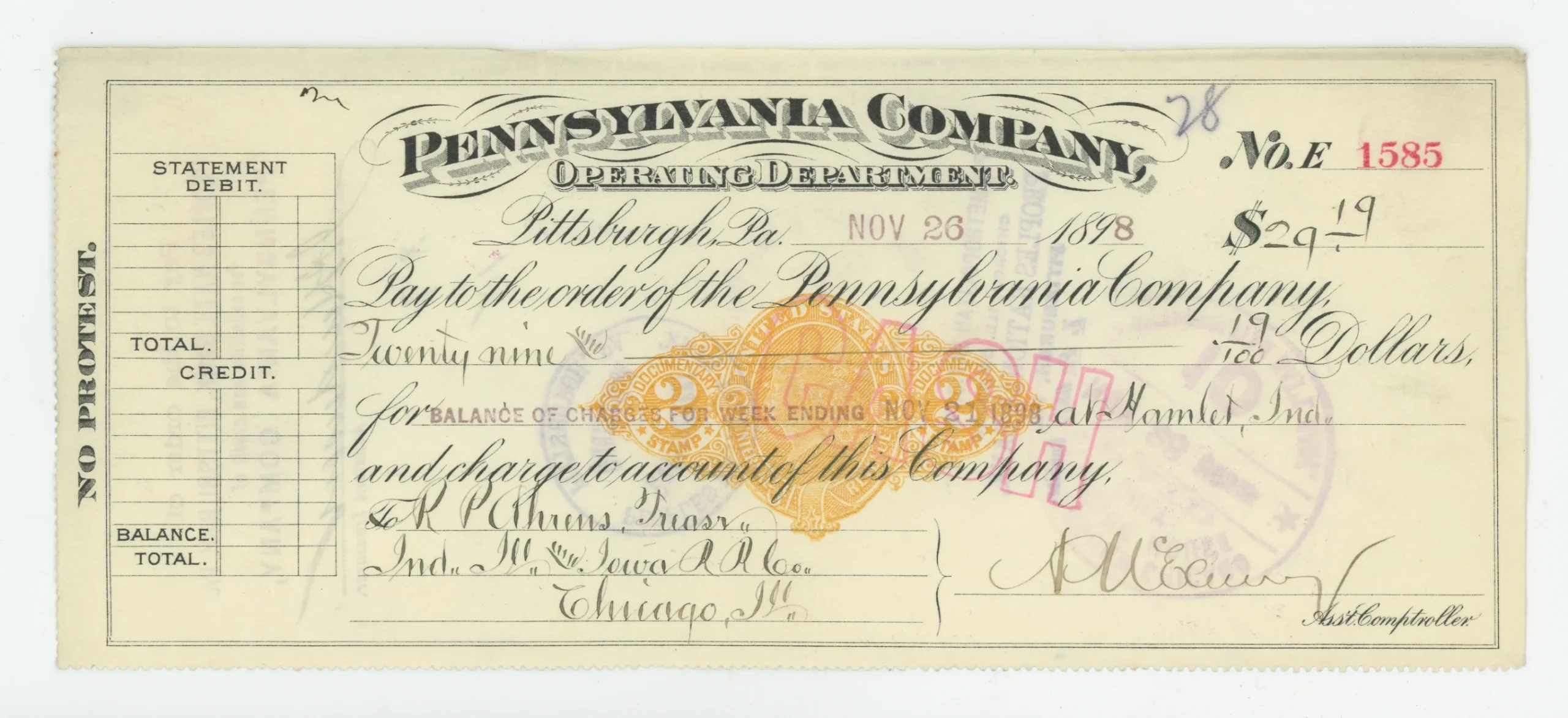 RN-X7 Pennsylvania Company Operating Department