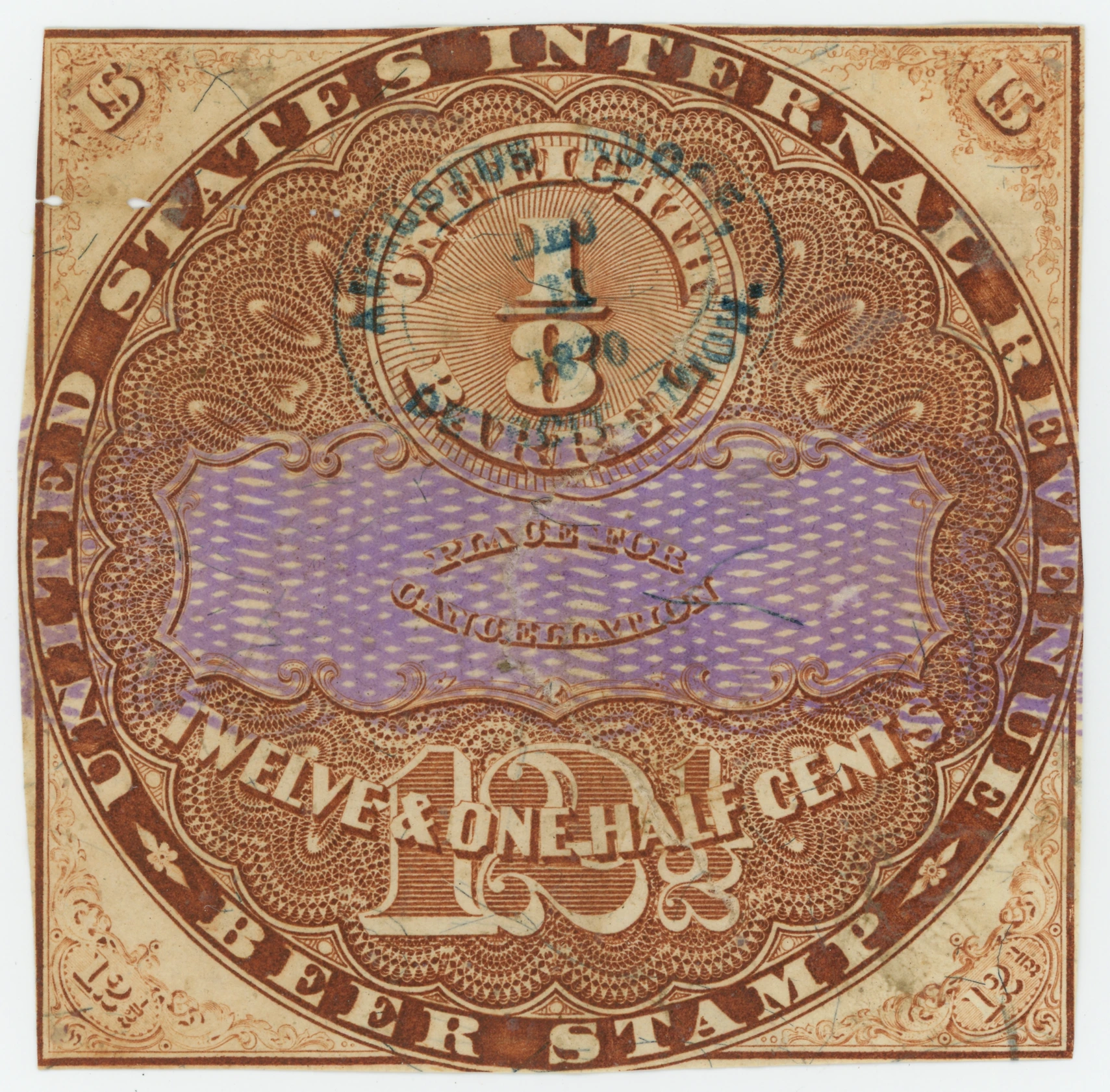 REA14 — 1870 Beer Stamp, 1/8 Barrel