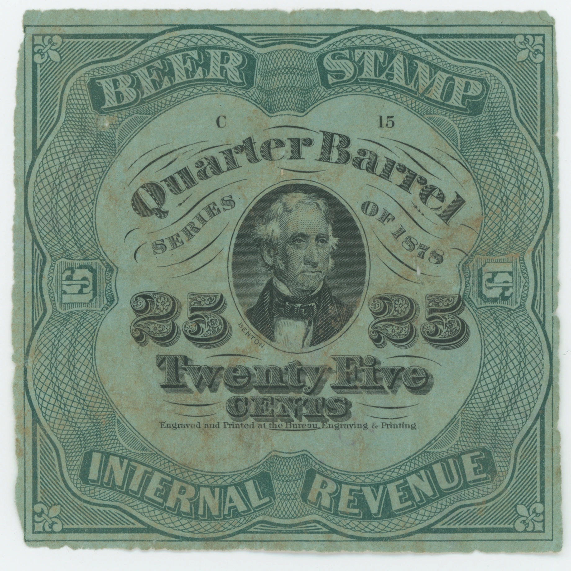 REA39 — 1878 Beer Stamp, 1/4 Barrel