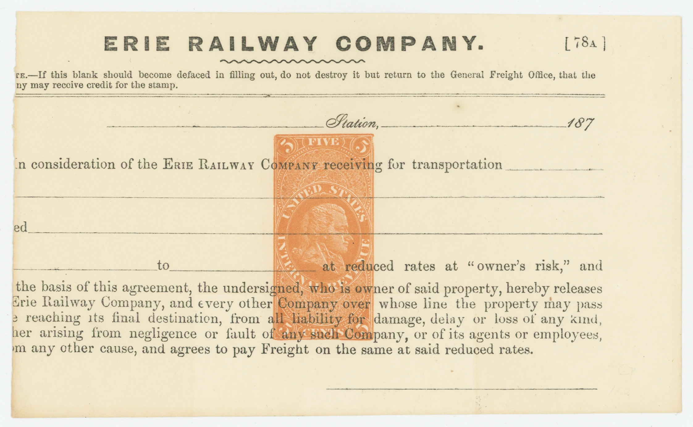 RN-Q1 Erie Railway Company Liability Release Form
