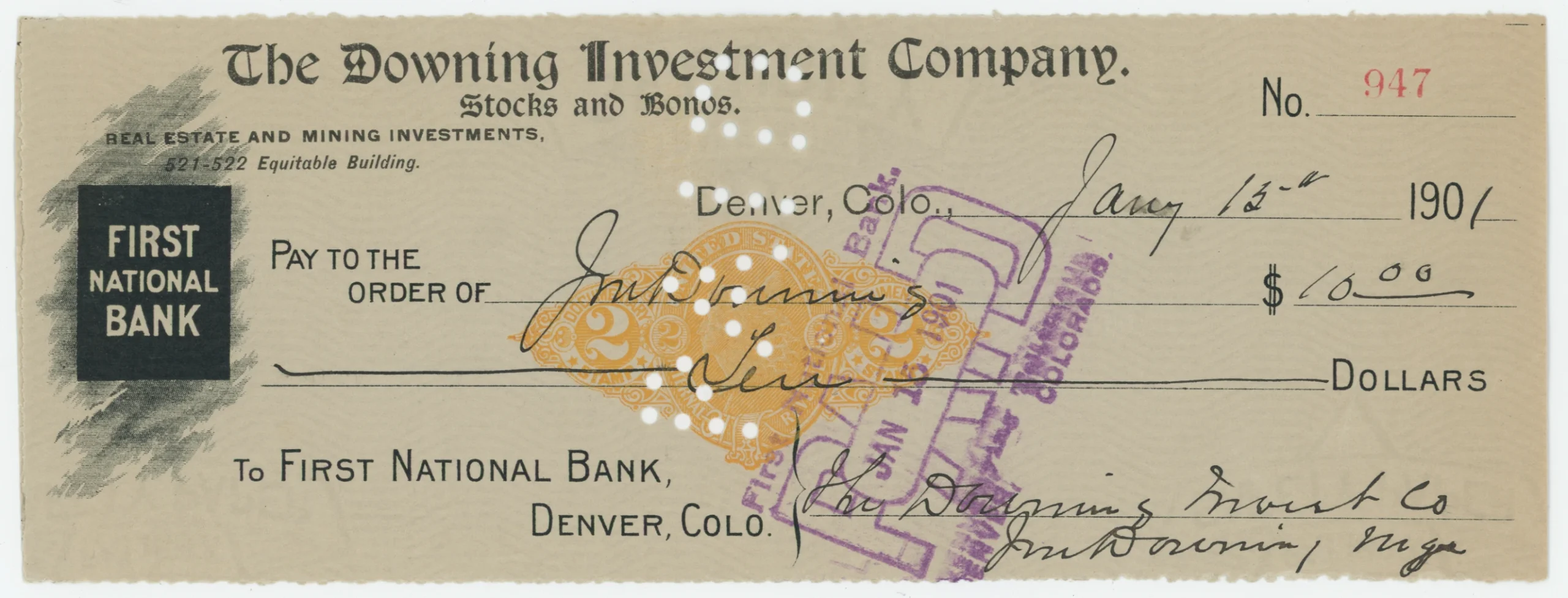 RN-X7 First National Bank, Downing Investment Company
