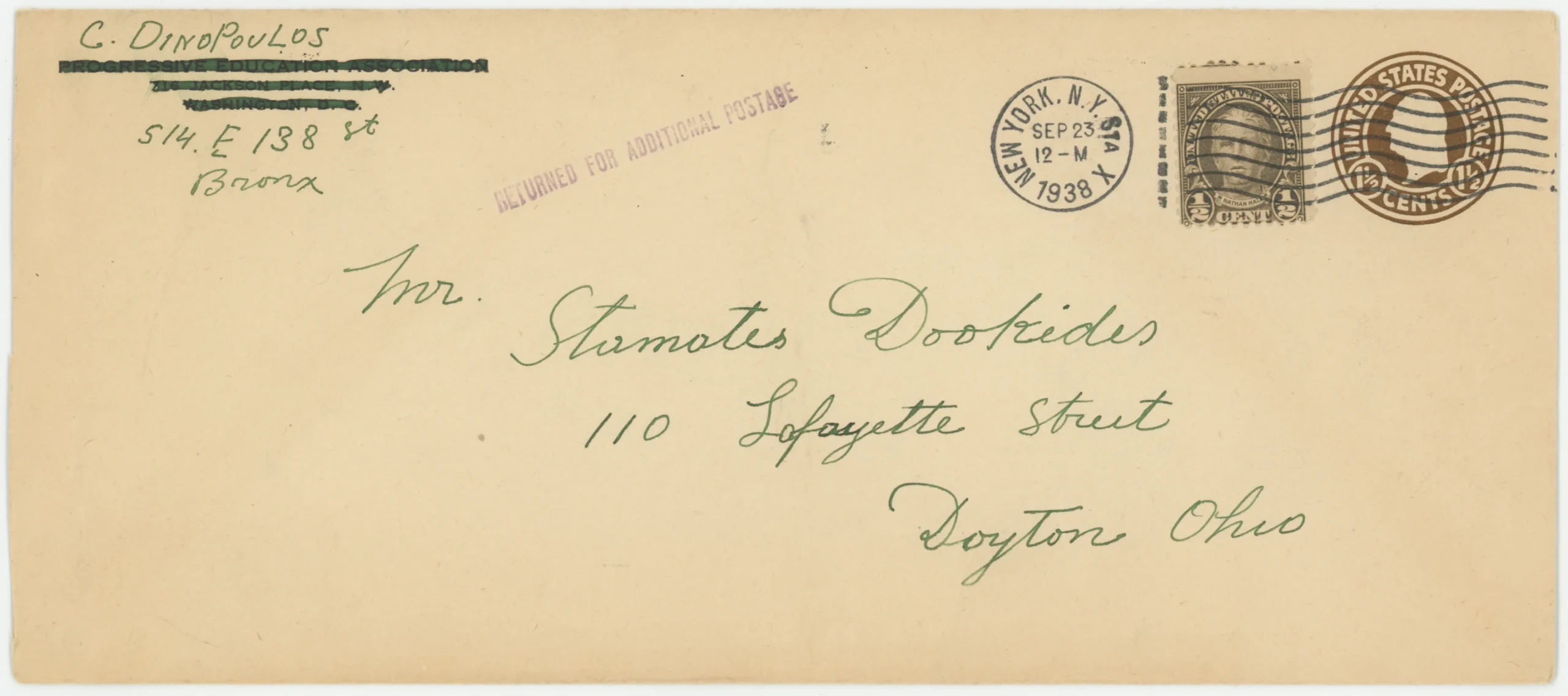 1938 Returned for Additional Postage, U481 + 551