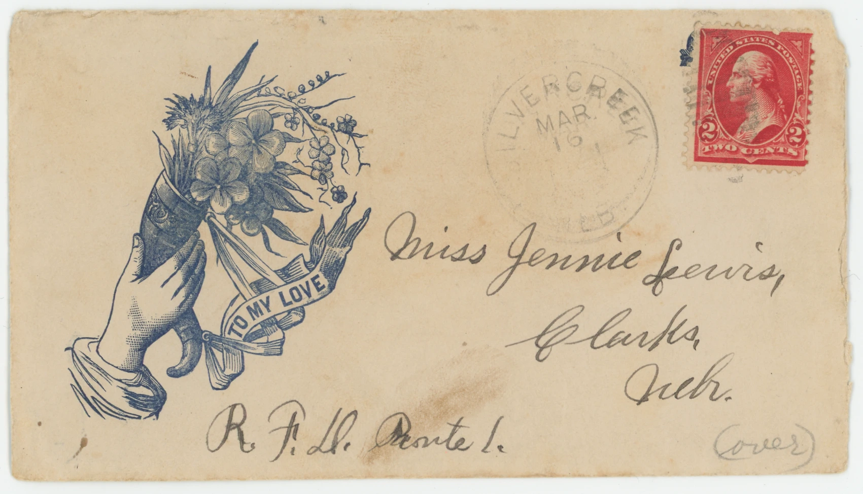 Rural Free Delivery Cover for Mailing an Engagement Ring, "To My Love"
