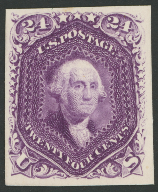 70P4 24¢ Red Lilac Plate Proof on Card