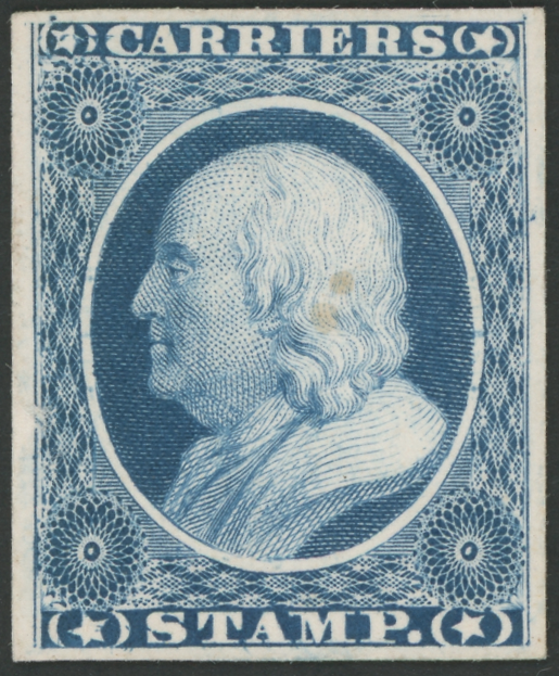 LO1P4 1¢ Franklin Carrier Stamp Card Proof