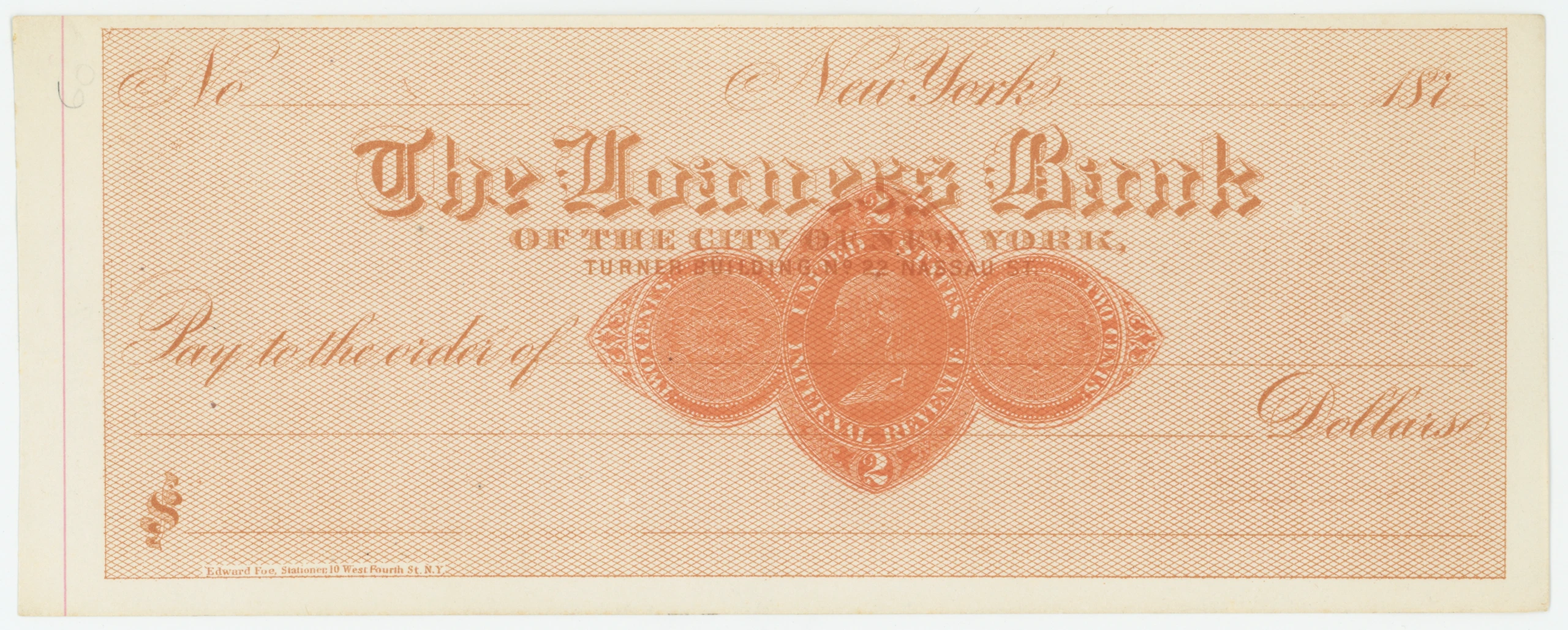 RN-D1 Loaners Bank of the City of New York, Unused