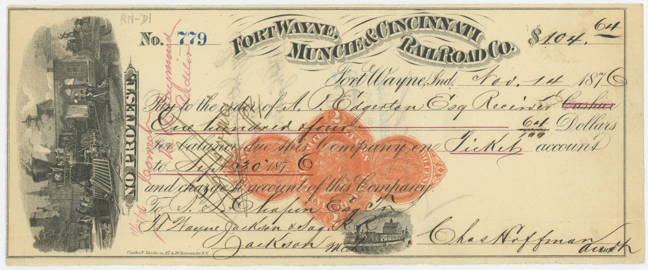 RN-D1 Fort Wayne, Muncie & Cincinnati Rail Road Co.