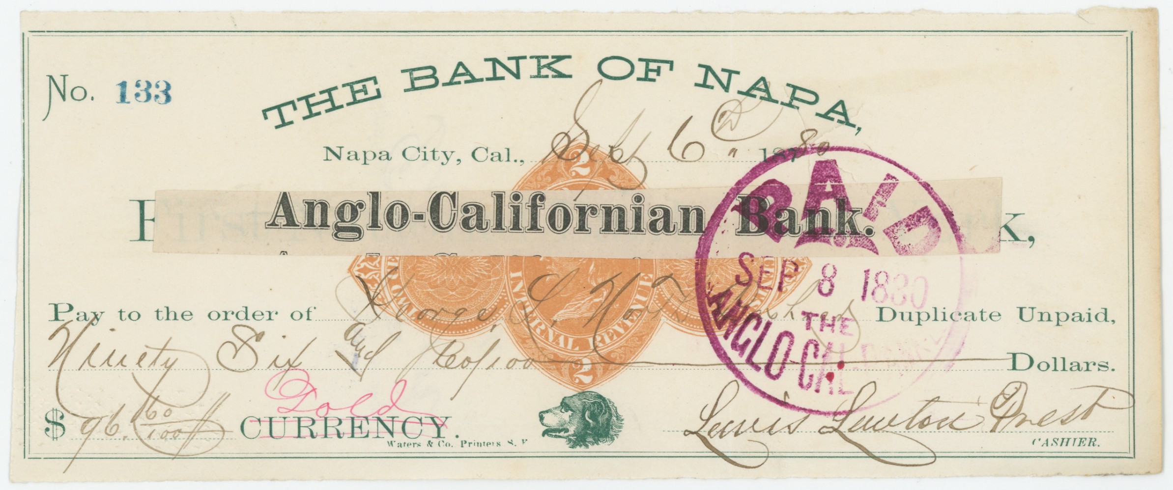 RN-D1 The Bank of Napa / Anglo-Californian Bank