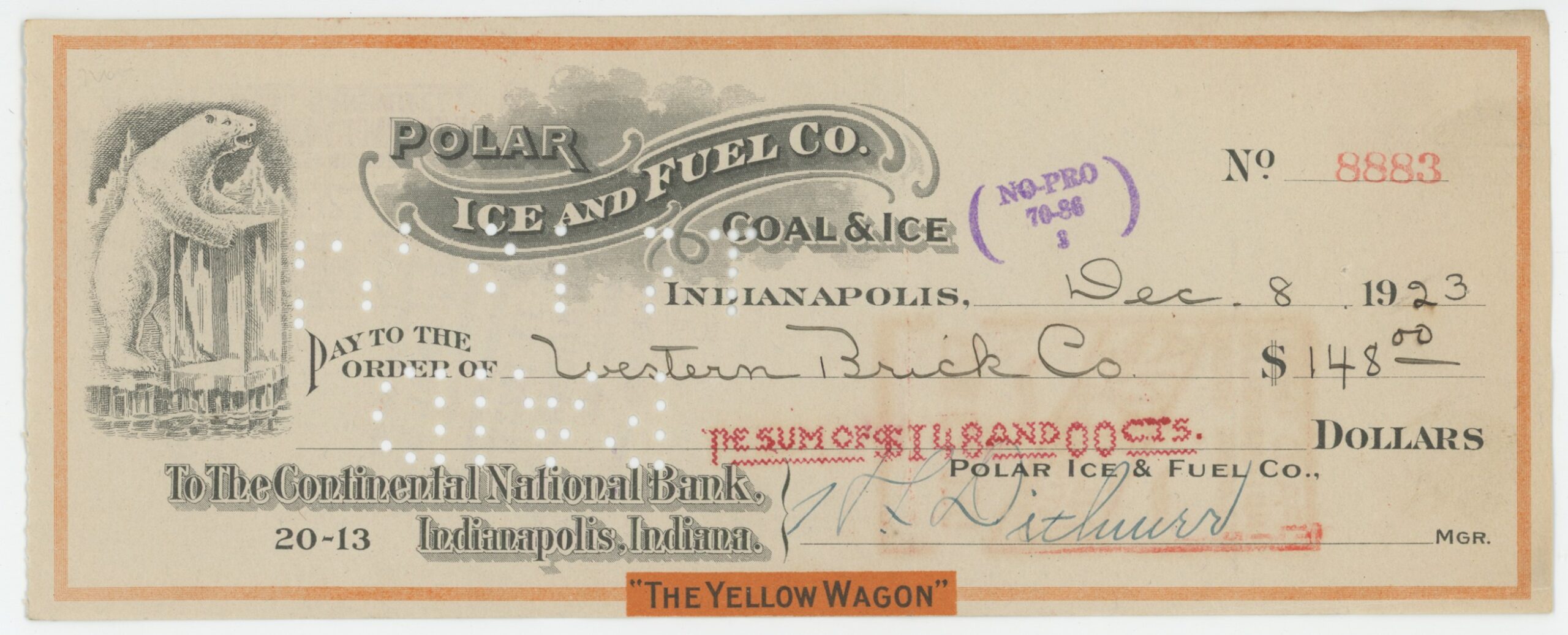 1923 Polar Ice and Fuel Co., "The Yellow Wagon"