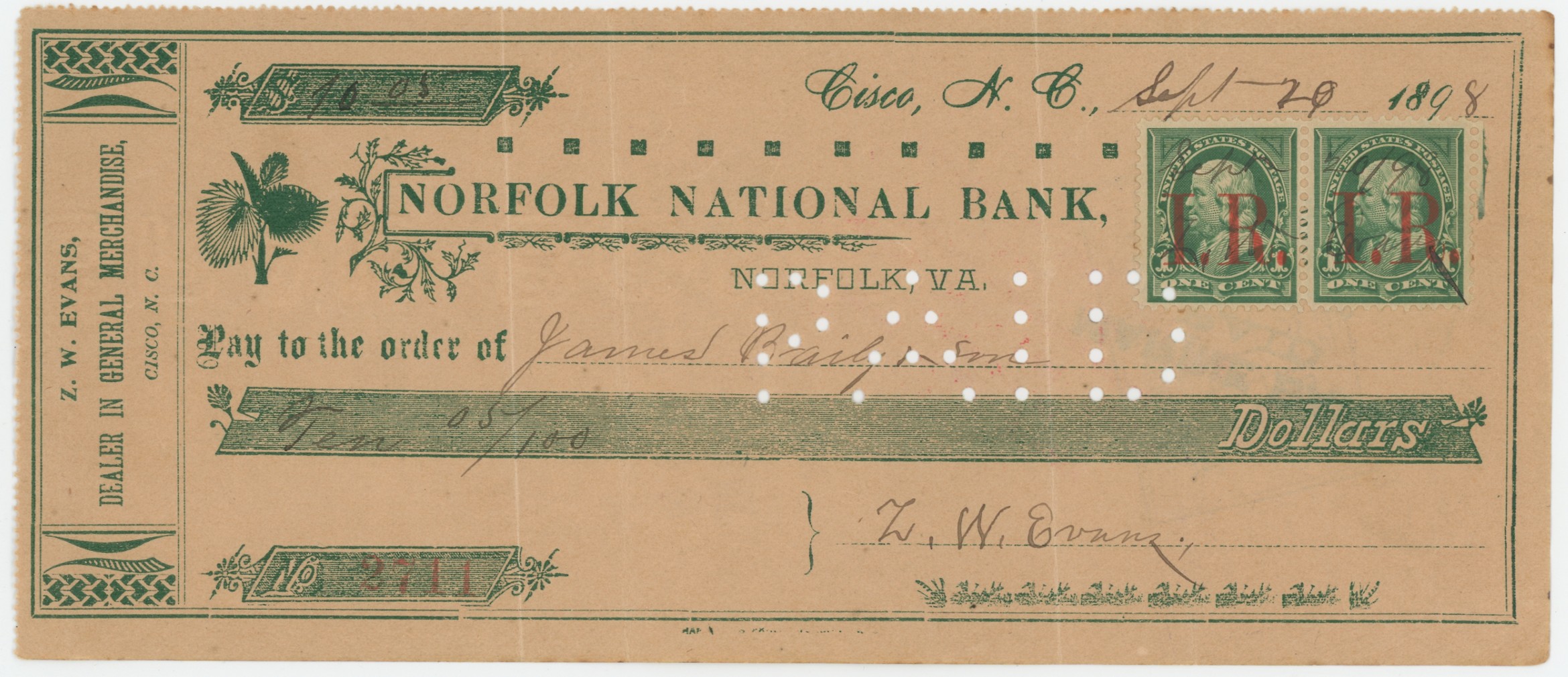 R154 (Type Types) on Norfolk National Bank Check